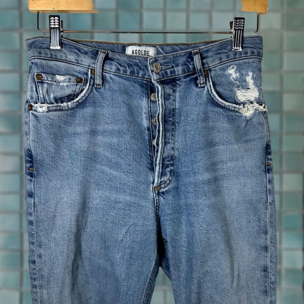 Agolde AGOLDE Jeans High Rise Skinny Button Fly Distressed Light Wash Blue Womens 26 Jeans Size 26" / US 2 / IT 38 - 1 Thumbnail