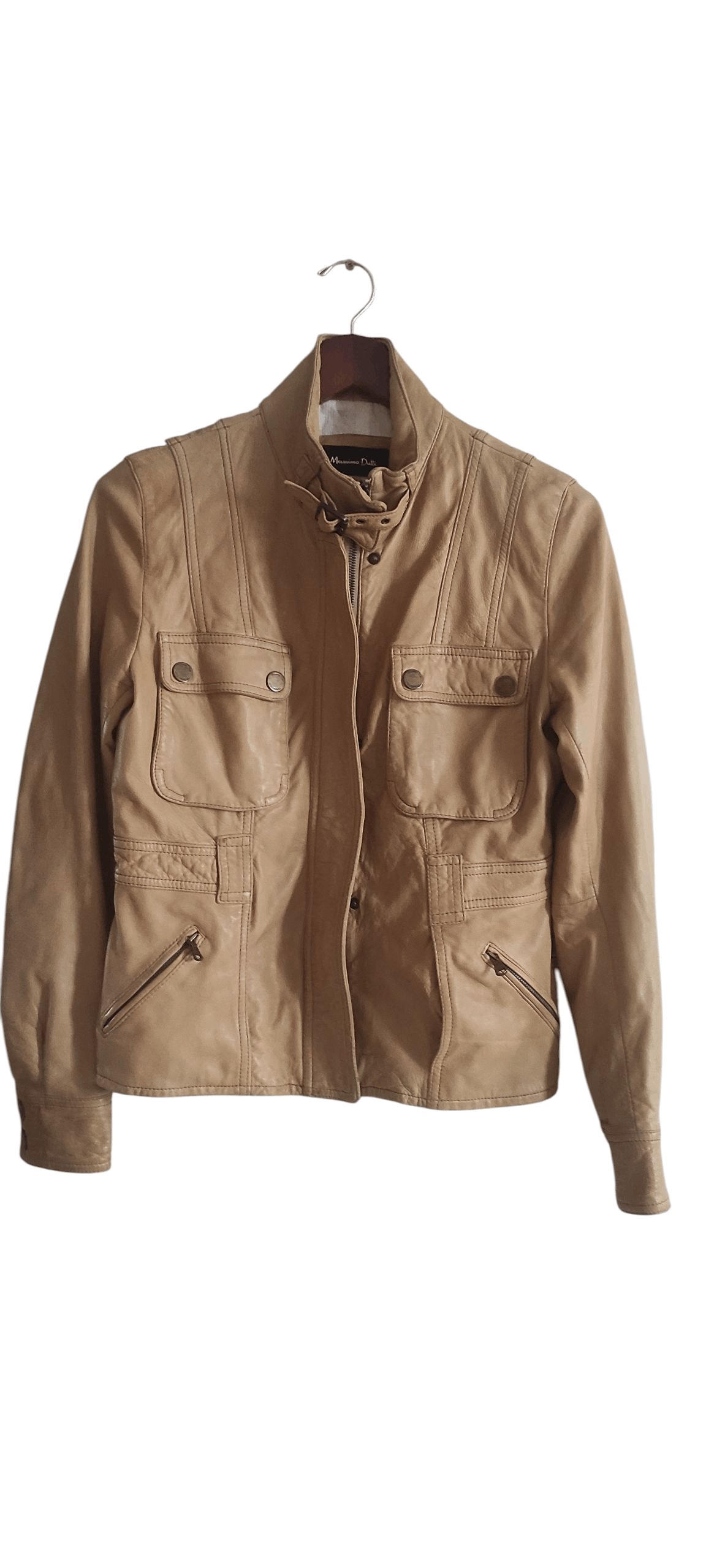Massimo Dutti Massimo Dutti Sheepskin Soft Leather Tan Moto Jacket Size S / US 4 / IT 40 - 1 Thumbnail
