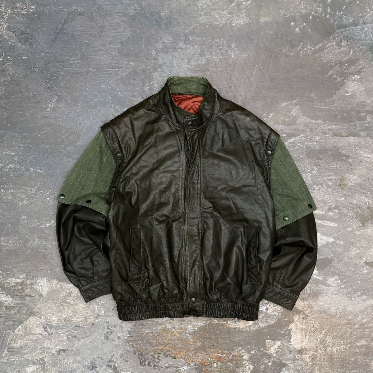 Vintage Vintage 90s Boxy Leather Avant Garde Japan Bomber Jacket Y2K Size US L / EU 52-54 / 3 - 1 Thumbnail