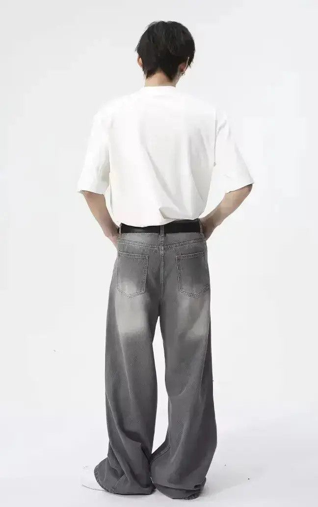 Japanese Brand Retro Hole Washed Wide Leg Jeans Pants y2k Size US 30 / EU 46 - 2 Thumbnail