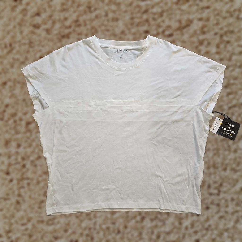 Vintage kate spade new york Top Womens T-Shirt Dolman Capsule Minimal Casual White Jersey Cotton Round Neck Short Sleeve L Regular* Size L / US 10 / IT 46 - 1 Thumbnail