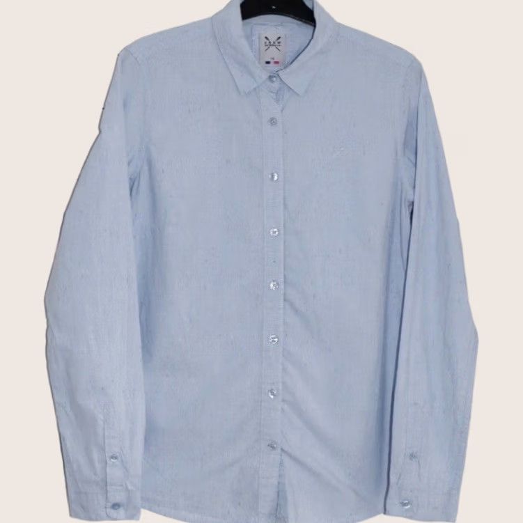 Vintage Crew Clothing Speckled Shirt Size UK 10 Womens Blue Button Up L/S Pre Loved Size L / US 10 / IT 46 - 1 Thumbnail