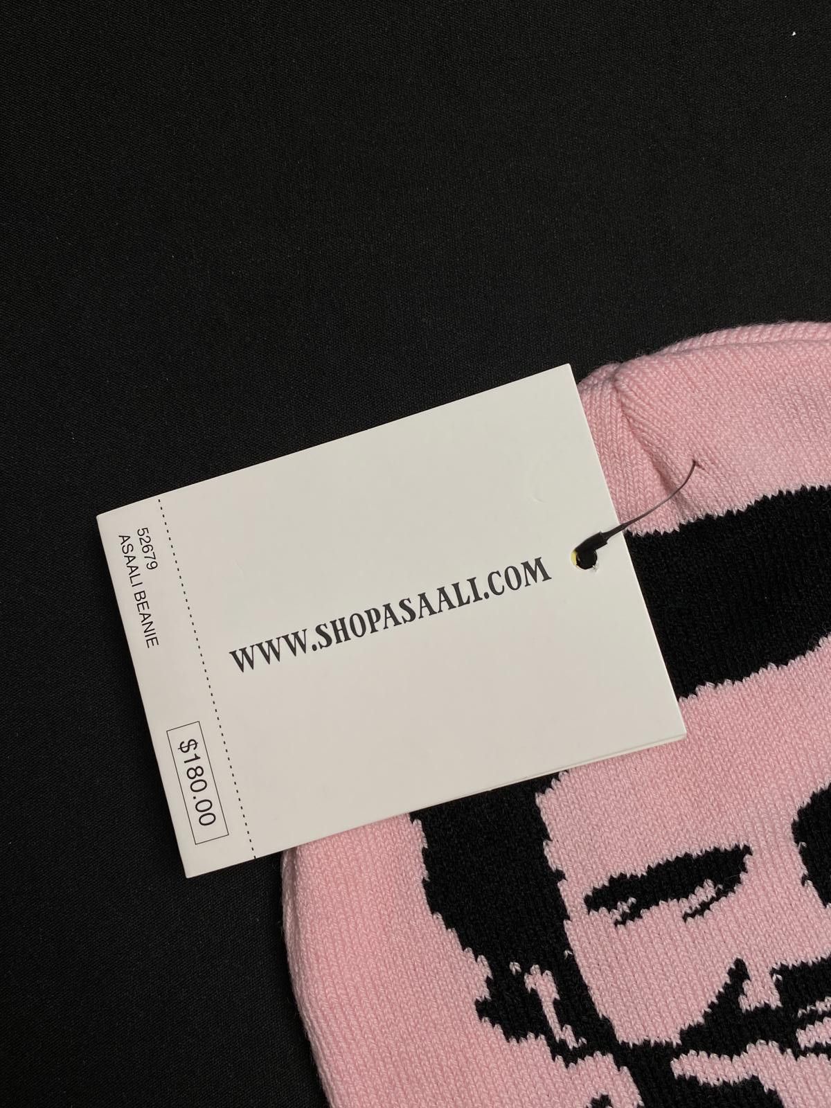 Asaali Rare Asaali Cartel Skully No Cuff Knit Pink Beanie Hats OS Size ONE SIZE - 3 Thumbnail
