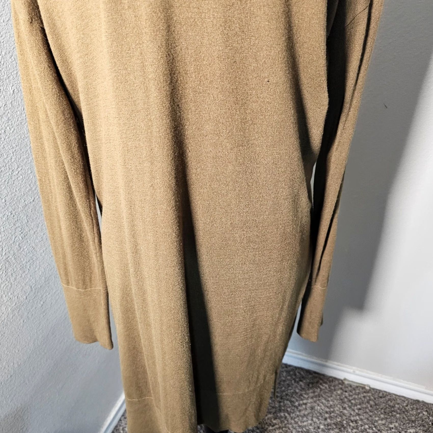 Vintage VINTAGE? Halogen Women's Cardigan Sweater Open Front Knee Length Green Brown Pockets Size 1 Regular Knit Long Sleeve Shown Measurements Size XS / US 0-2 / IT 36-38 - 4 Thumbnail