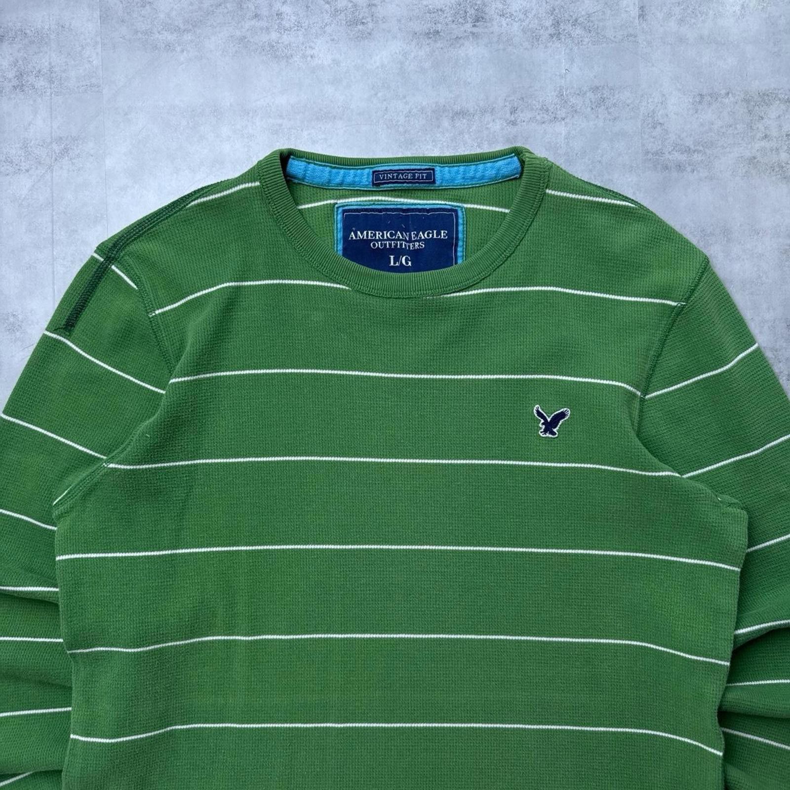 American Eagle Outfitters Y2K American Eagle 00s Green Thermal Long sleeve shirt Size US L / EU 52-54 / 3 - 5 Thumbnail