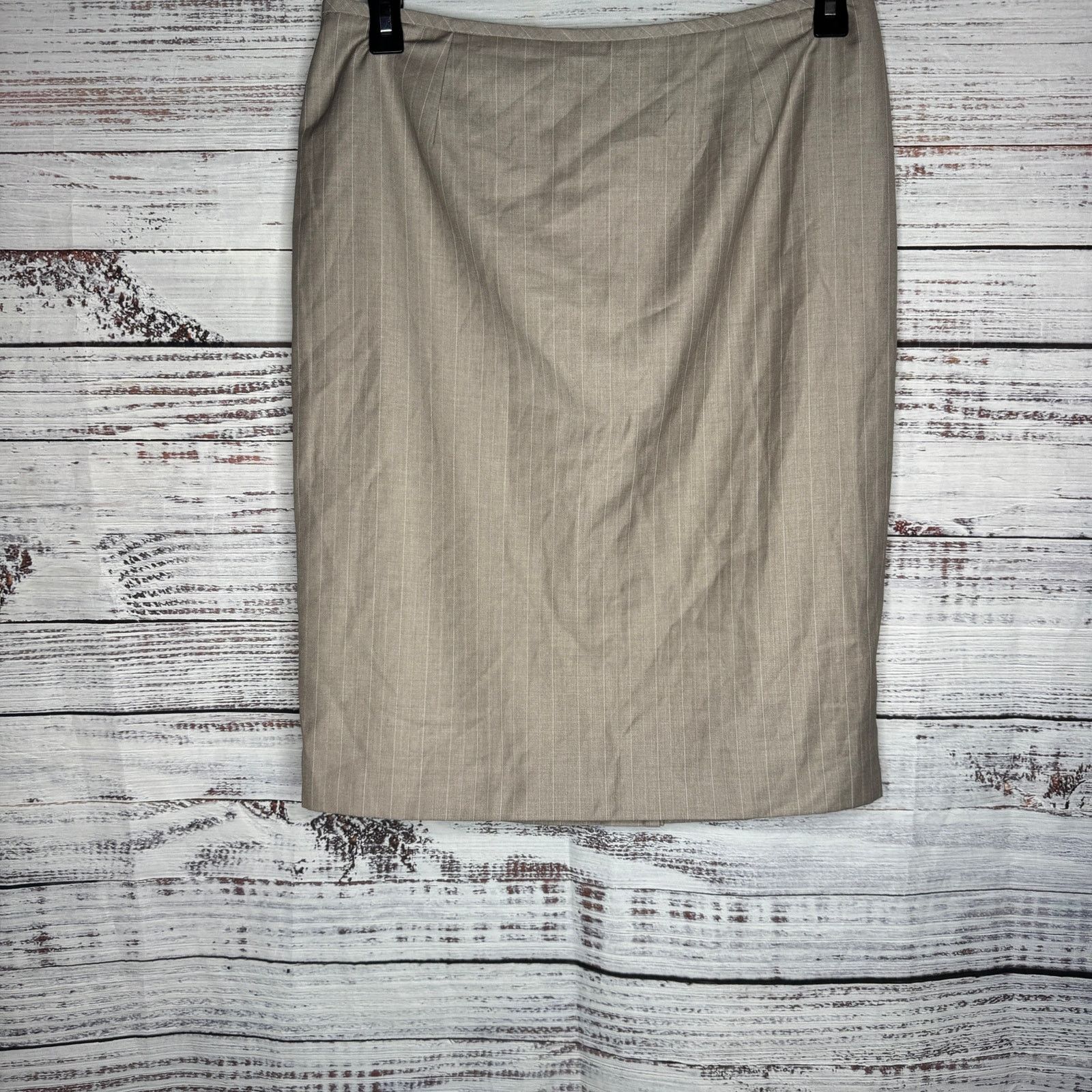 Calvin Klein Calvin Klein Oatmeal Pinstripe Pencil Skirt Size 12 NWT Size 34" / US 12 / IT 48 - 1 Thumbnail