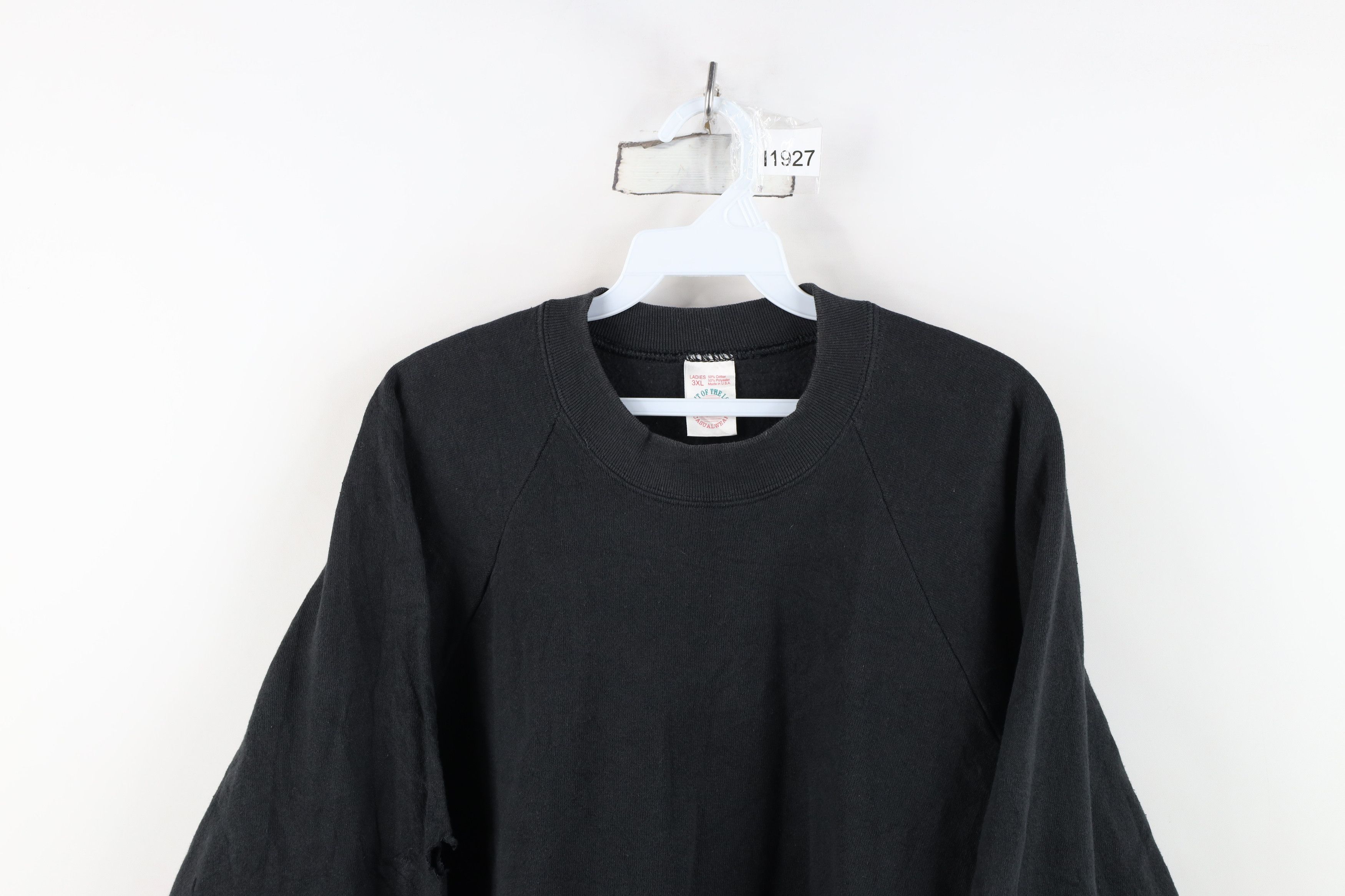 Vintage Vintage 90s Streetwear Blank Crewneck Sweatshirt Black USA Size 3XL / US 20-22 - 2 Thumbnail