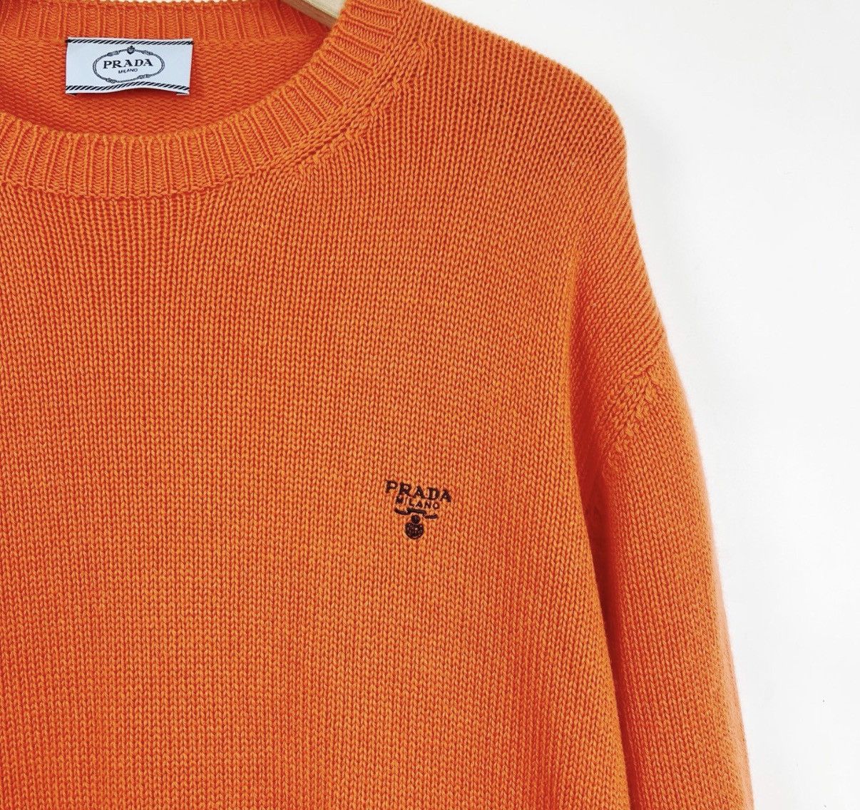 Prada Prada Orange Cashmere Knit Logo Sweater K12 Size US XS / EU 42 / 0 - 5 Thumbnail