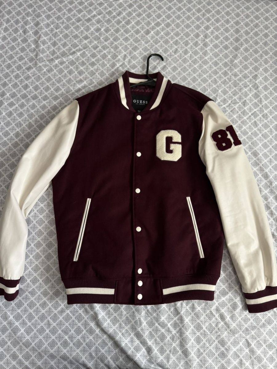 Guess Maroon Guess Varsity Jacket Size US M / EU 48-50 / 2 - 1 Thumbnail