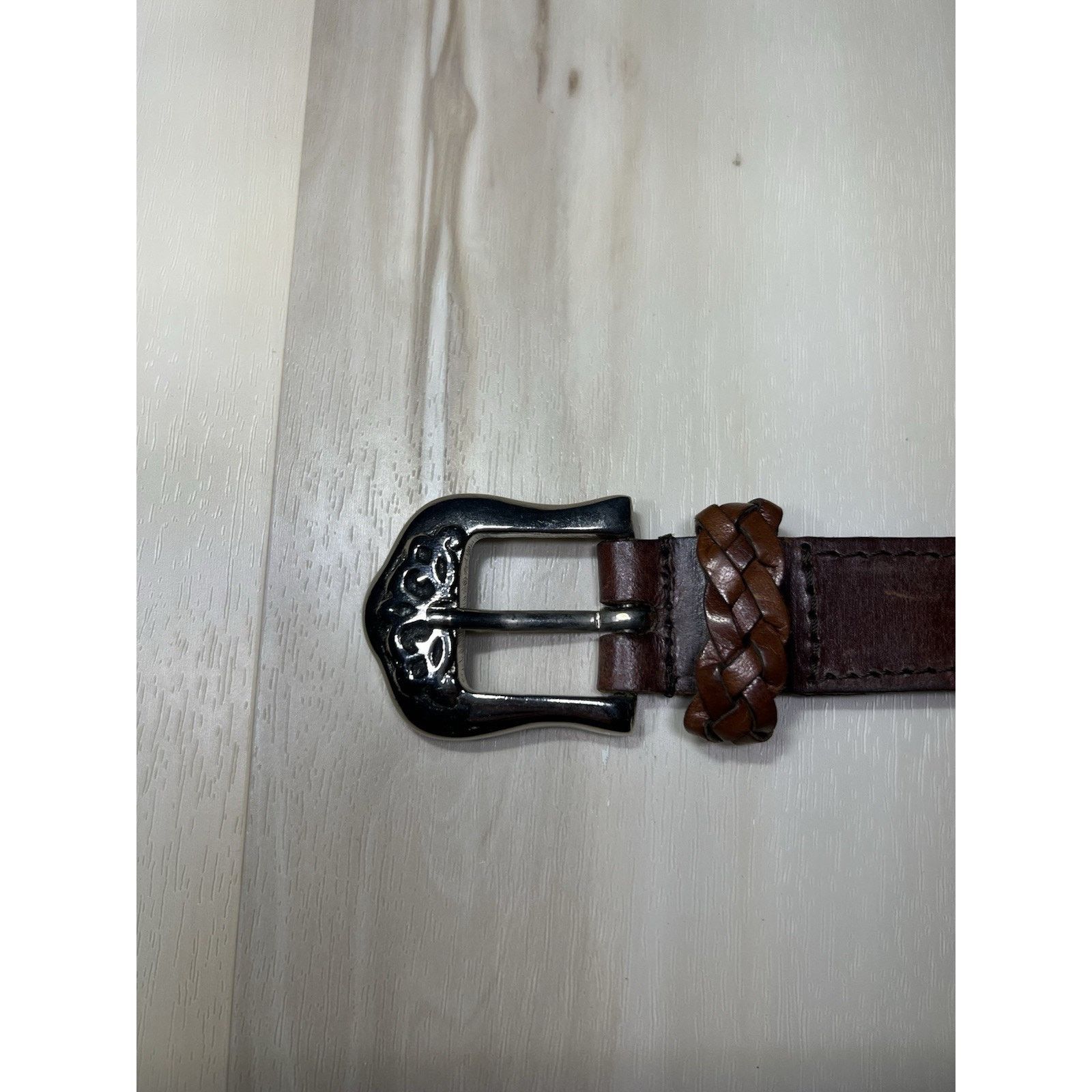 Tribal Streetwear Capezio S/M Belt Woven Leather and Silver Brass Link Brown Size ONE SIZE - 6 Thumbnail