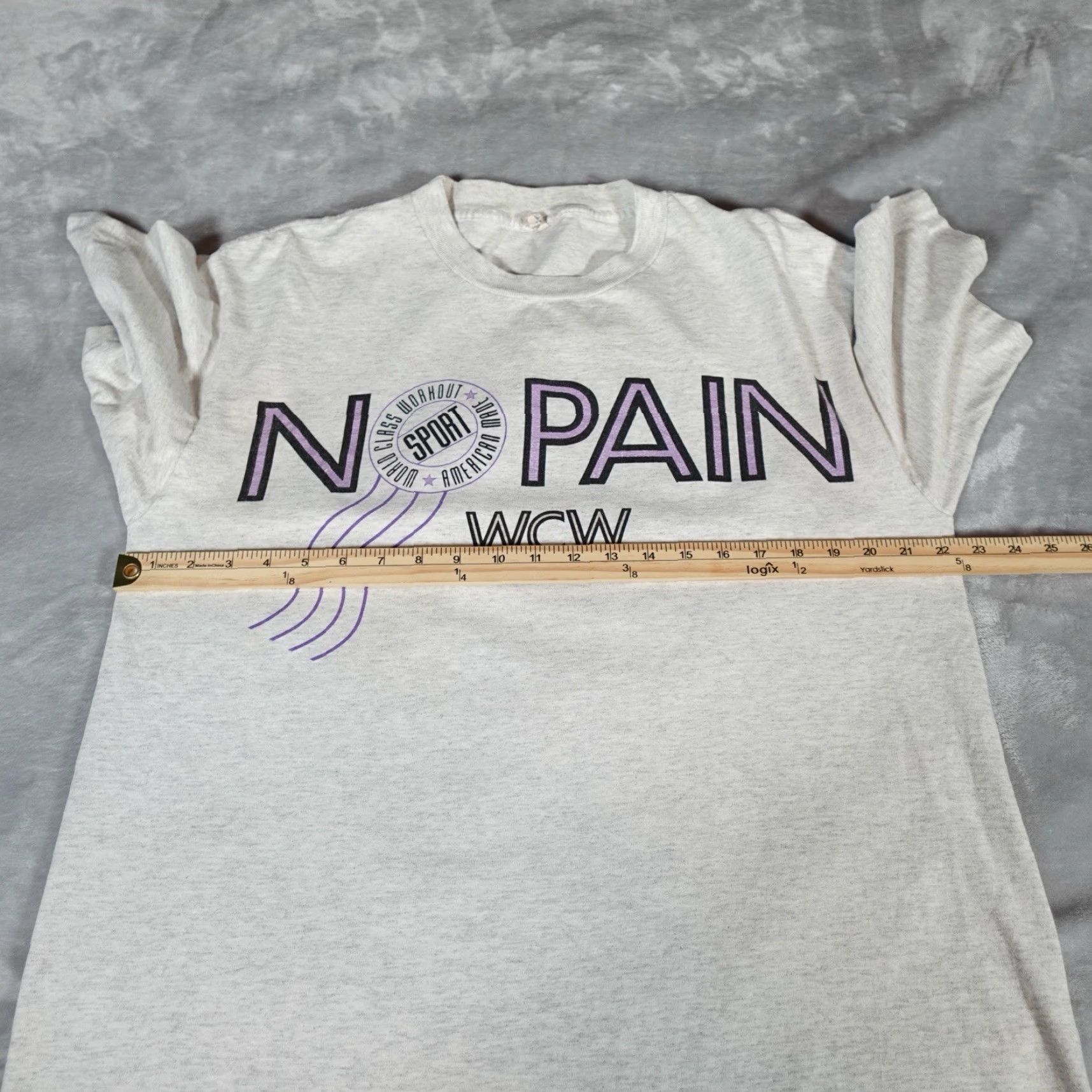 Vintage VINTAGE 90s World Class No Pain No Gain Graphic T-Shirt Mens XL Gray Slim Fit Cotton Size US XL / EU 56 / 4 - 6 Thumbnail
