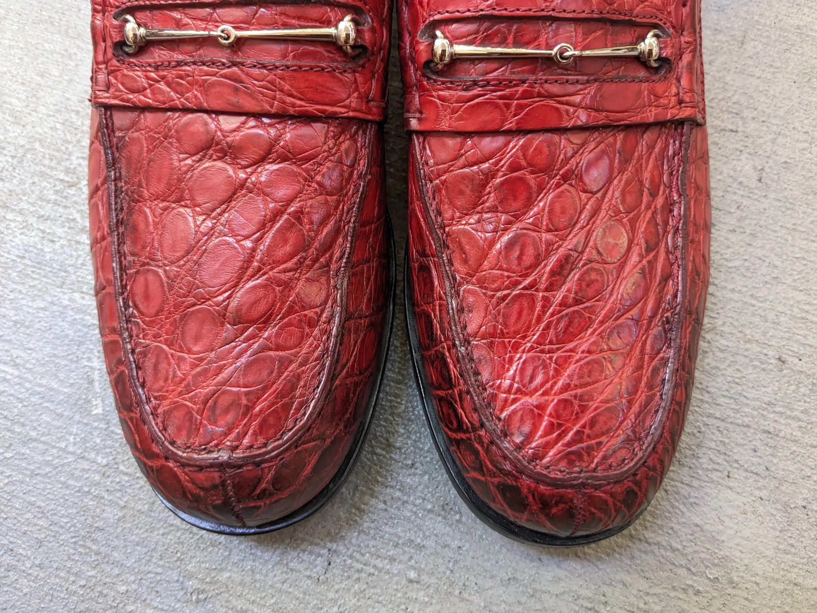 Gucci Gucci Horsebit Loafers Red Crocodile 7.5 Snaffle Bit Exotic Size US 7.5 / EU 40-41 - 7 Thumbnail
