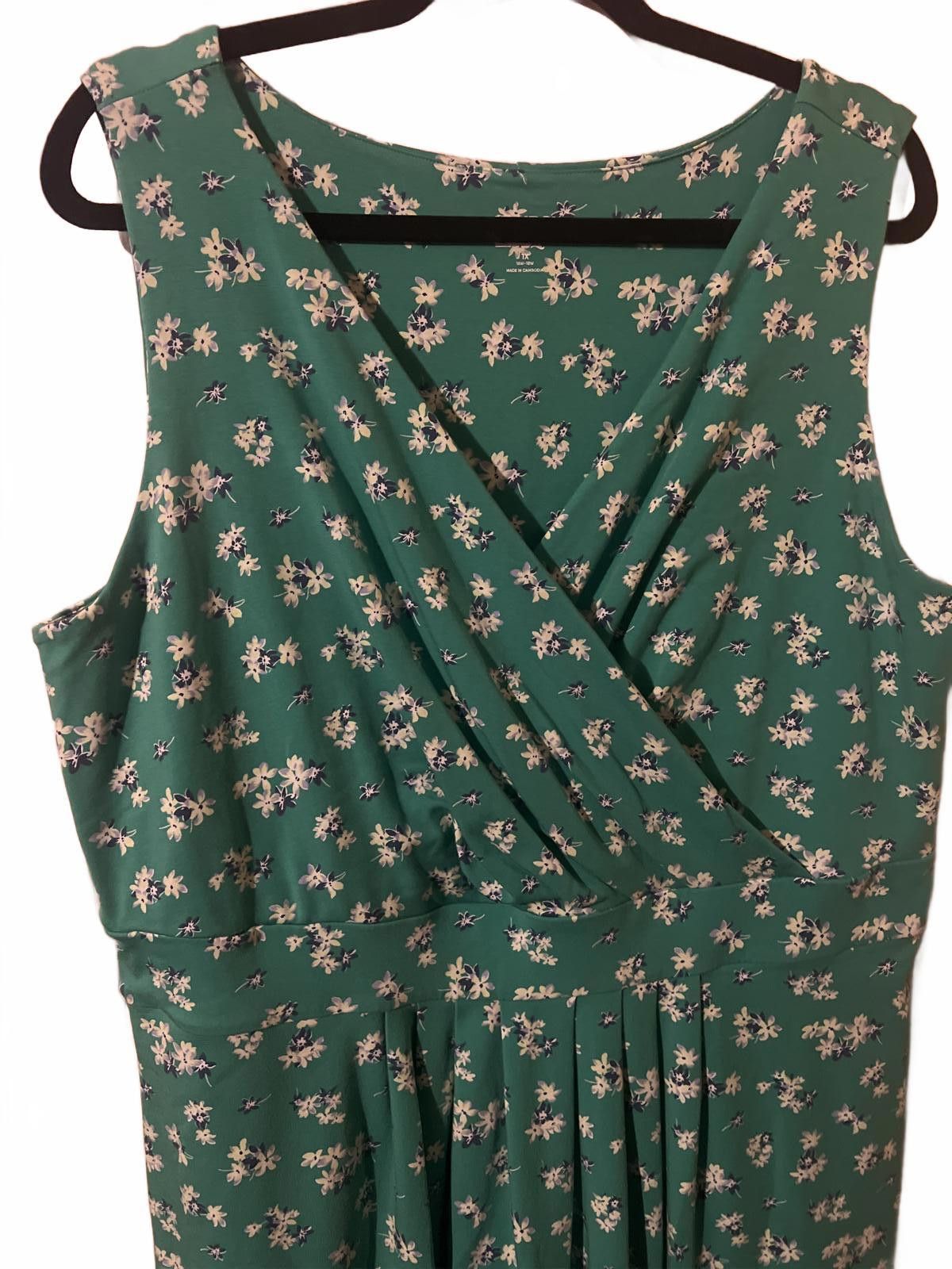 Unknown London Lands End Green Floral Sleeveless Midi Dress 1X Size XL / US 12-14 / IT 48-50 - 3 Thumbnail