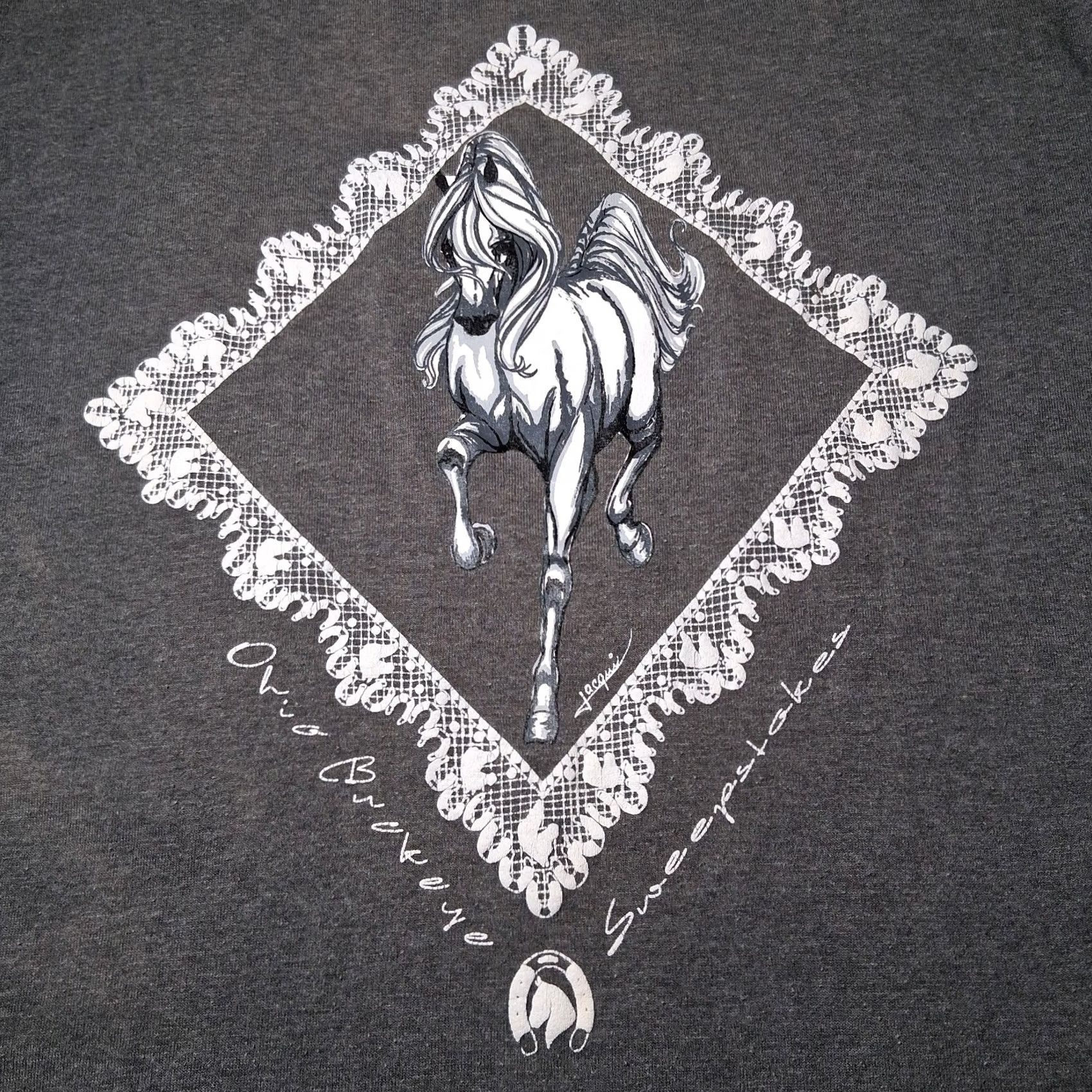 Jerzees VINTAGE Horse Shirt Ohio Sweepstakes Gray Lace Graphic T Single Stitch Jerzees L Size US L / EU 52-54 / 3 - 2 Thumbnail