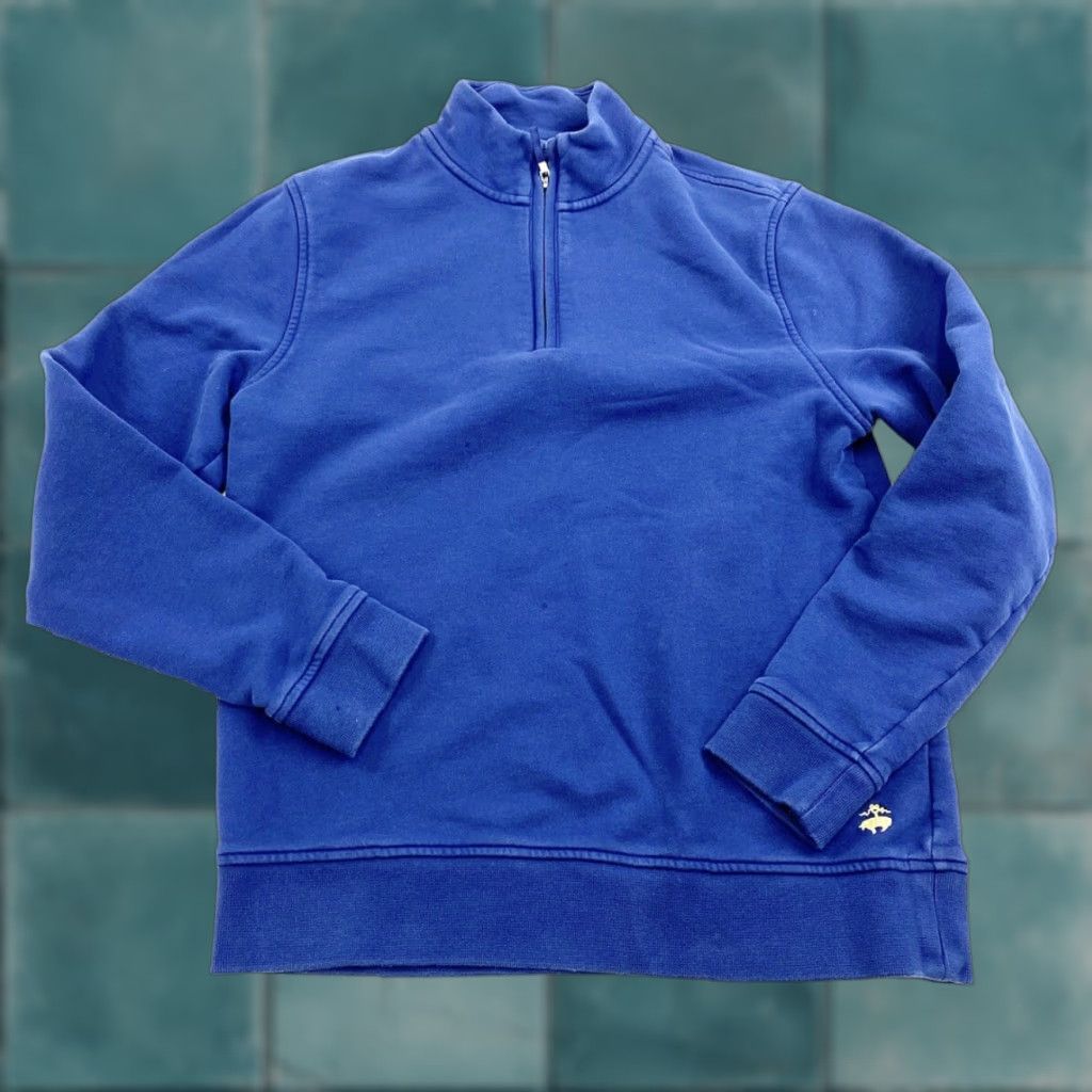 Brooks Brothers VINTAGE Brooks Brothers 1/4 Zip Sweatshirt Mens Small Blue Pullover Mock Neck Cotton Size US S / EU 44-46 / 1 - 1 Thumbnail