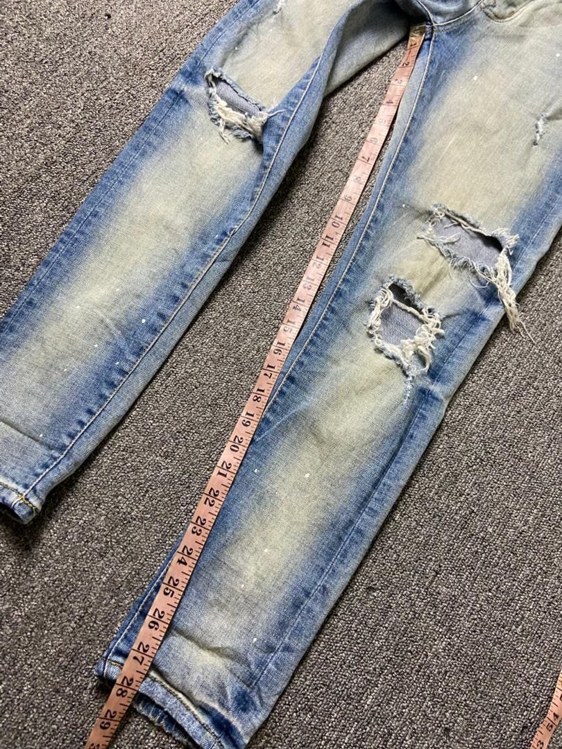 Japanese Brand Digreen + Vert Distressed Ripped Denim Jeans (197) Size US 30 / EU 46 - 6 Thumbnail