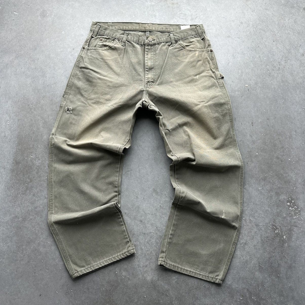Crazy Vintage Dickies Carpenter Pants Faded Skater Olive