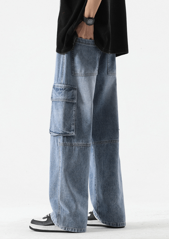 Japanese Brand American retro distressed loose pocket cargo jeans Size US 32 / EU 48 - 3 Thumbnail