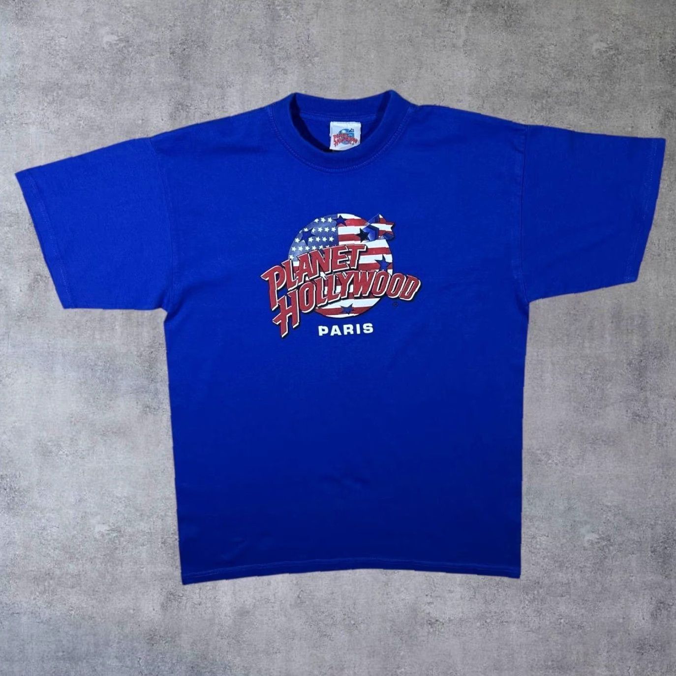 Planet Hollywood VINTAGE Planet Hollywood Paris Souvenir Logo Graphic Blue T-Shirt Large Mens Short Sleeve Round Neck Cotton Shirt 1990s 2000s Size US L / EU 52-54 / 3 - 2 Thumbnail