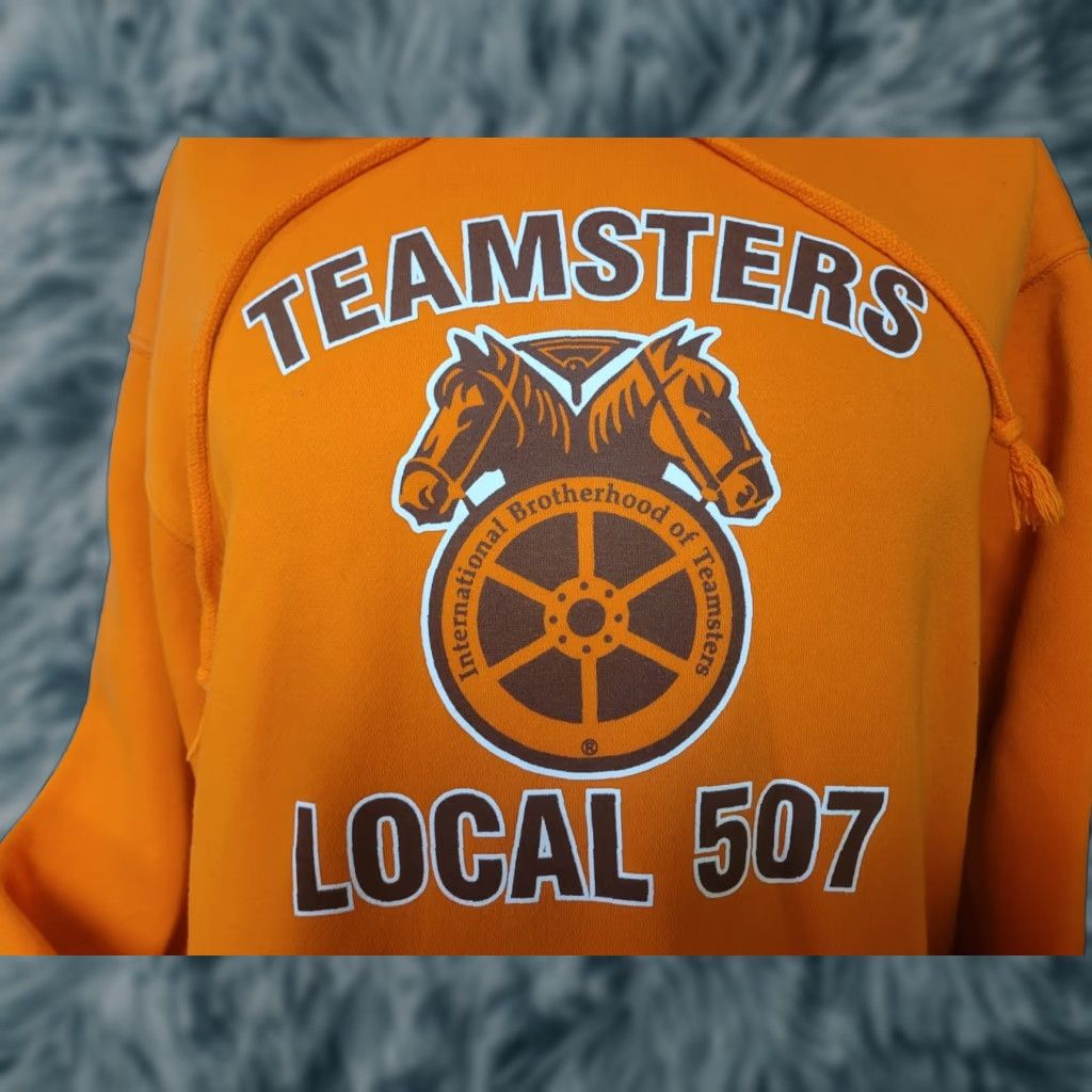 Vintage Teamsters Local 507 Hoodie Mens M Orange Bayside 80% Cotton 20% Polyester Pullover Hooded Sweatshirt Size US M / EU 48-50 / 2 - 1 Thumbnail