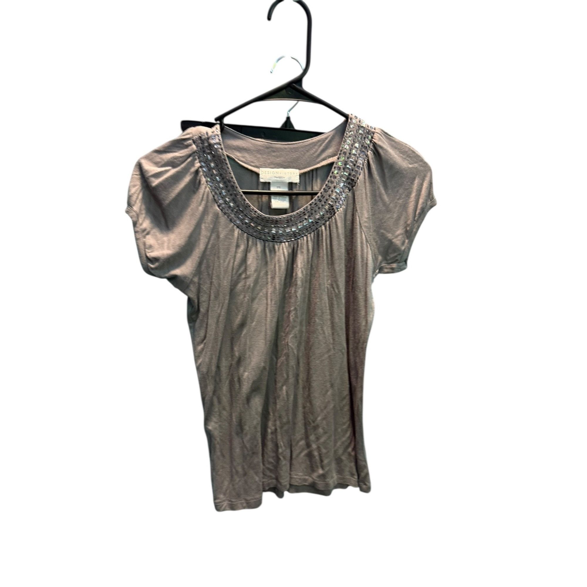 Other Design History Petite Gray Embellished Blouse – Size PS Size S / US 4 / IT 40 - 2 Thumbnail