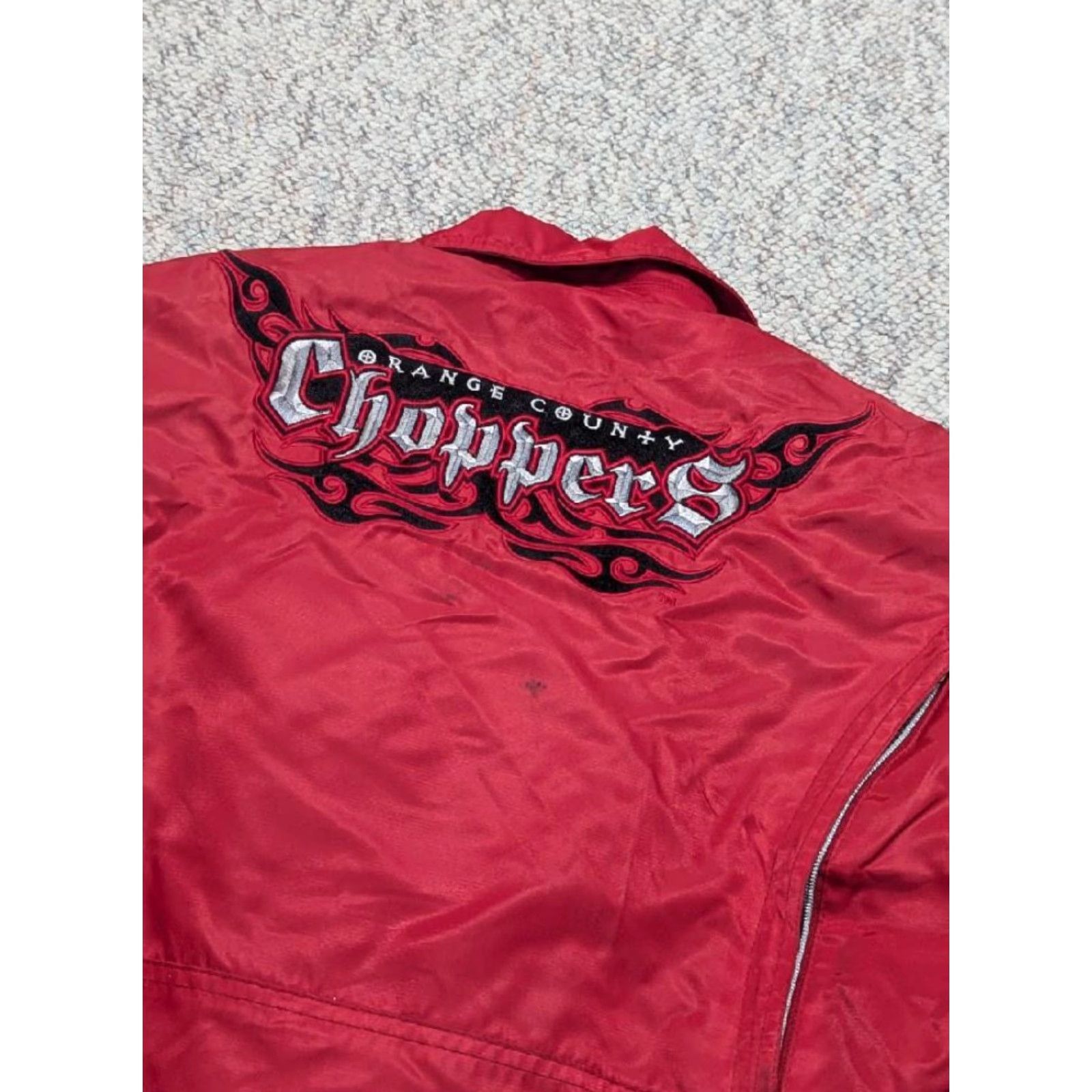 Vintage VINTAGE power TRip Orange County Choppers jacket Motorcycle Jacket XL red nylon padded flames Mens Size US XL / EU 56 / 4 - 3 Thumbnail