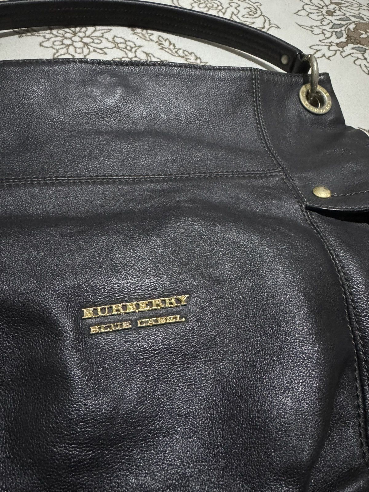 Burberry × Genuine Leather OG Burberry Blue Label Leather Large Tote Shoulder Handbag Size ONE SIZE - 4 Thumbnail