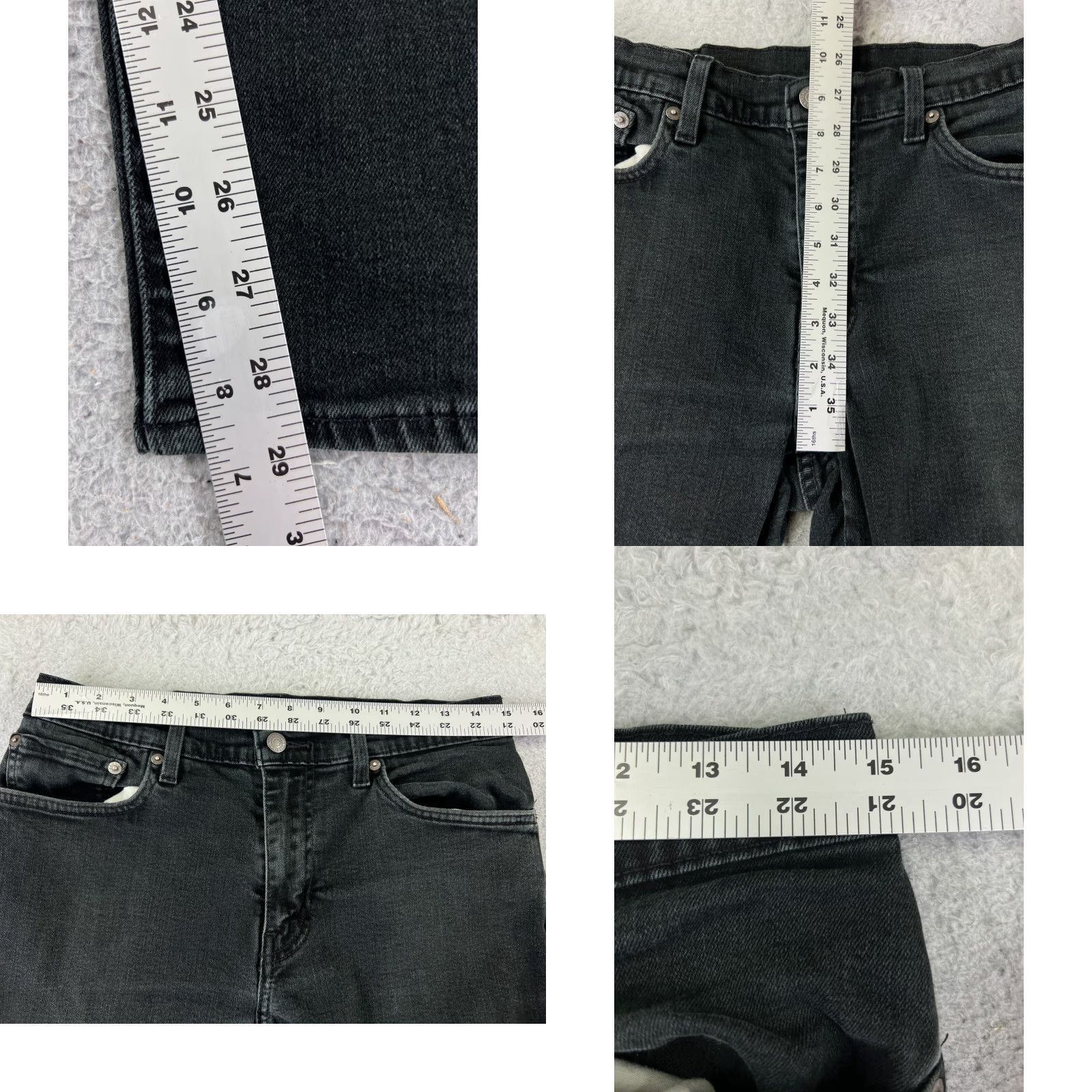 Levi's VINTAGE Levis Jeans 511 Men 30x29 Black Denim Slim Straight 5-Pocket Cotton Blend 30 Side Zip Leather Button Game Size US 33 - 8 Thumbnail