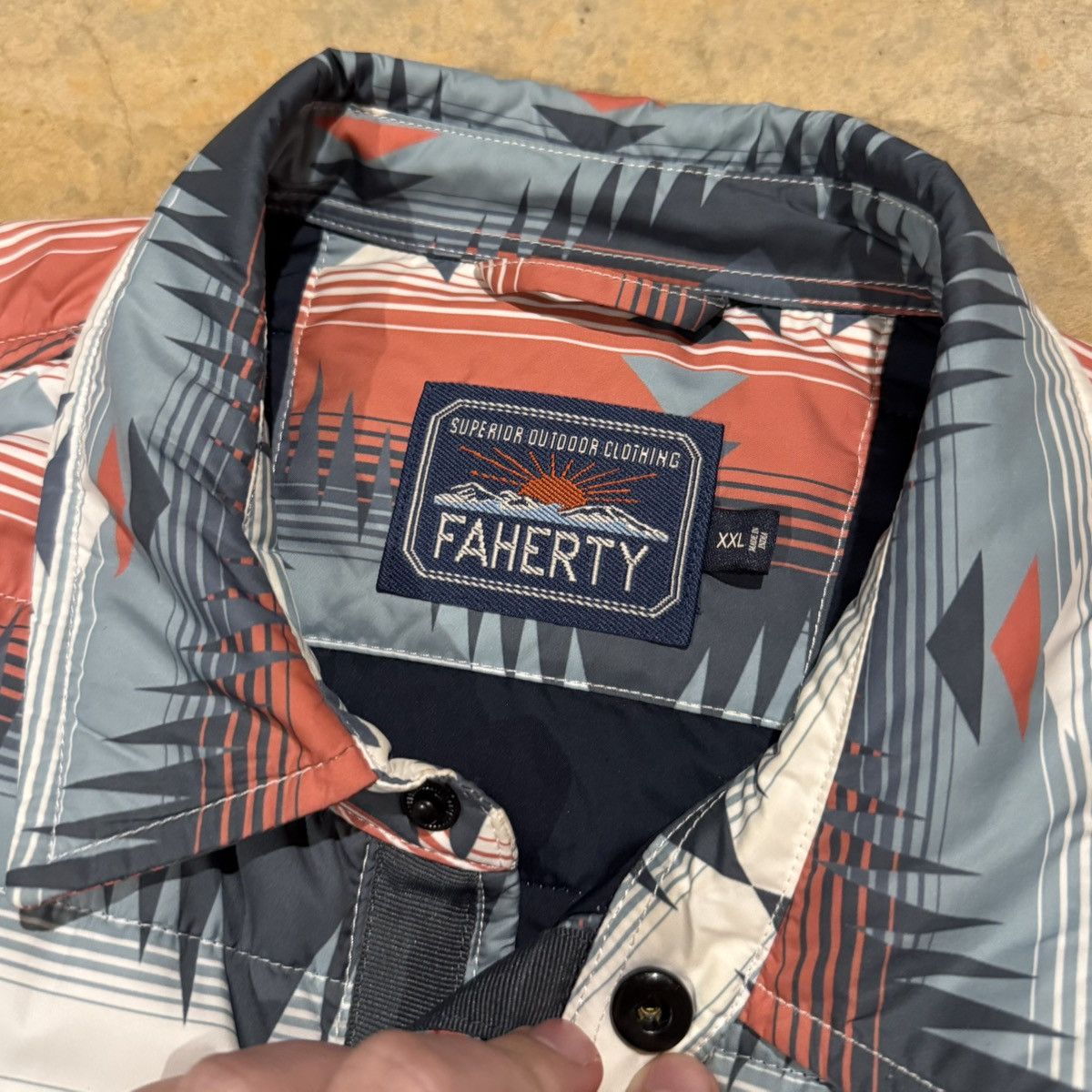 Faherty Faherty Horizon Series CPO Quilted Puffer Aztec Shirt Jacket Size US XXL / EU 58 / 5 - 6 Thumbnail