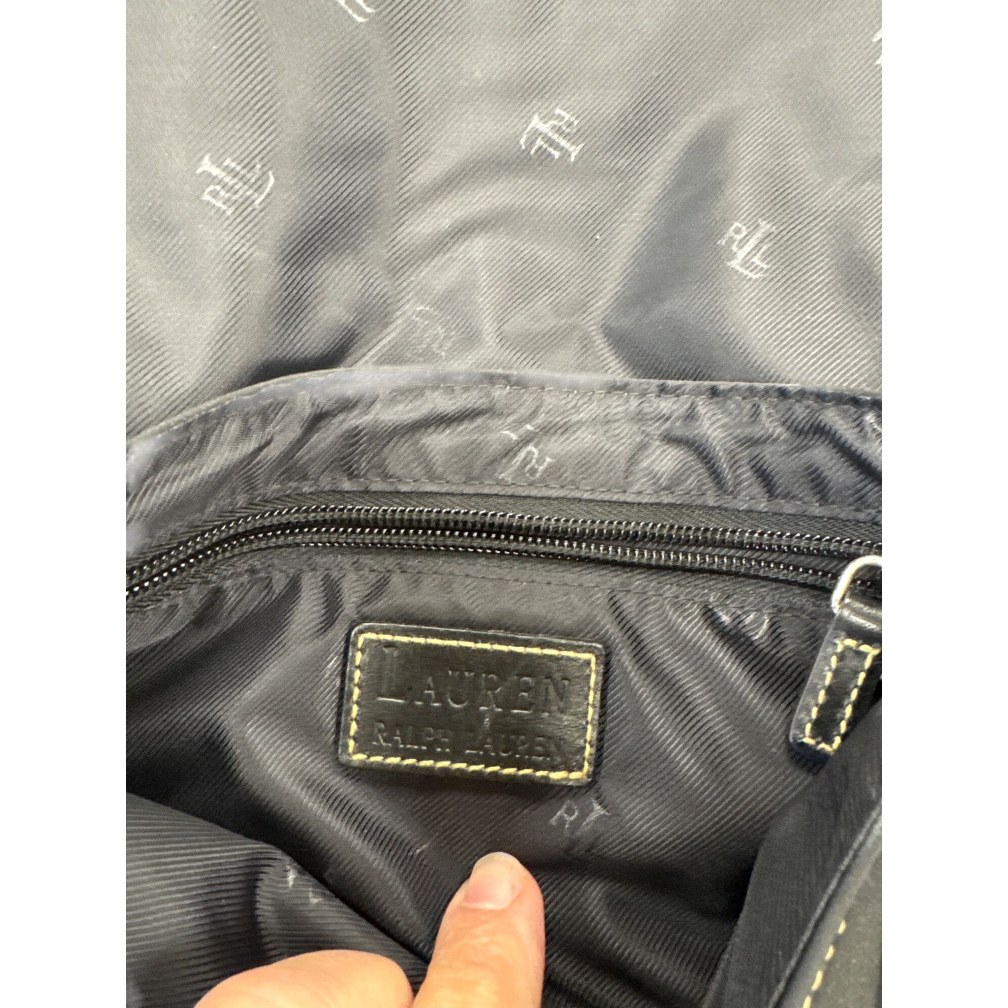 Lauren Ralph Lauren Lauren Ralph Lauren Womens Black Canvas Handbag Purse 7x11 S Size ONE SIZE - 10 Thumbnail