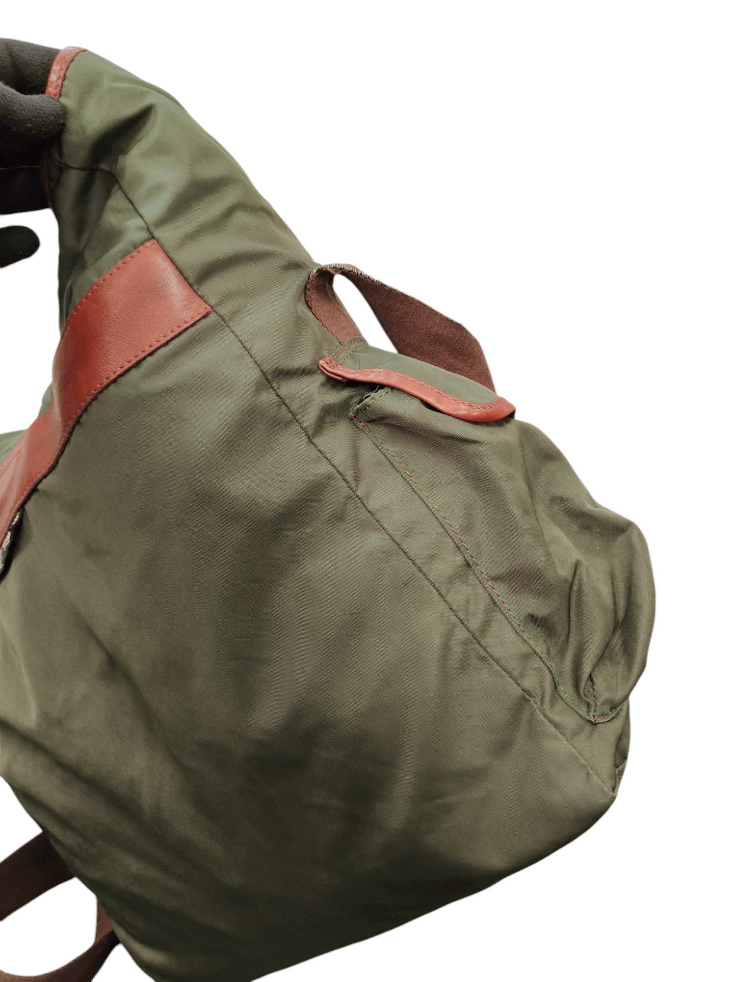 Orobianco Vintage Orobianco Olive Green Nylon Leather Trim Sling Bag Size ONE SIZE - 8 Thumbnail