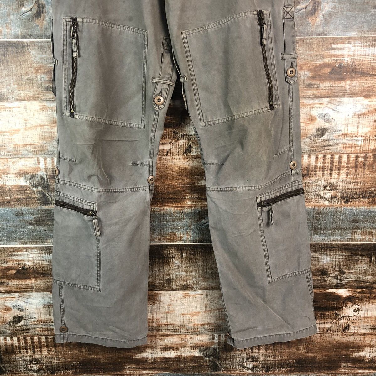 Japanese Brand DL Rescue World Gray Cargo Multipocket Pants #C666 Size US 27 - 6 Thumbnail