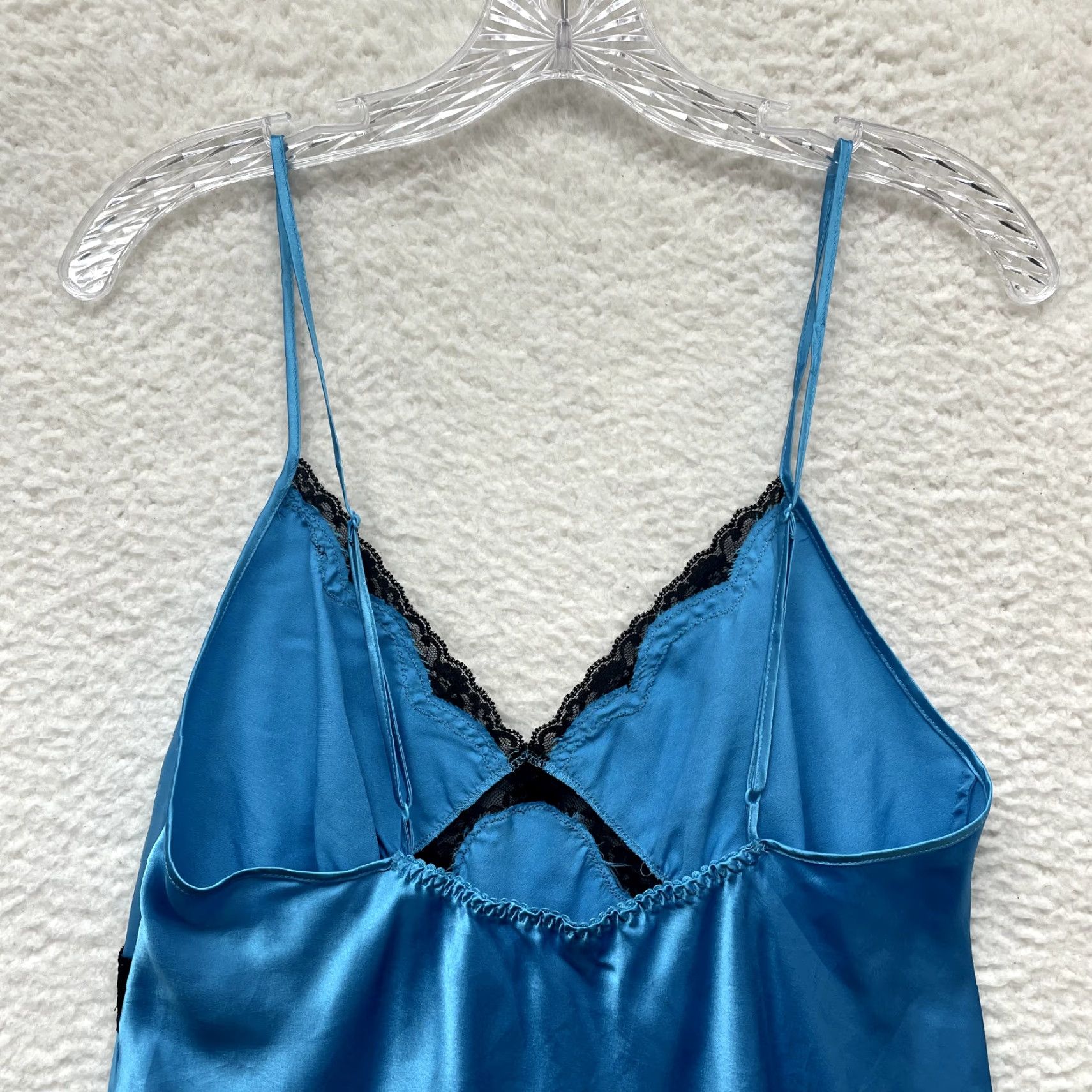 Victoria's Secret VINTAGE Victoria's Secret Slip Dress Large Blue Satin Lace Fairy Coquette Fashion Dress Size L / US 10 / IT 46 - 4 Thumbnail