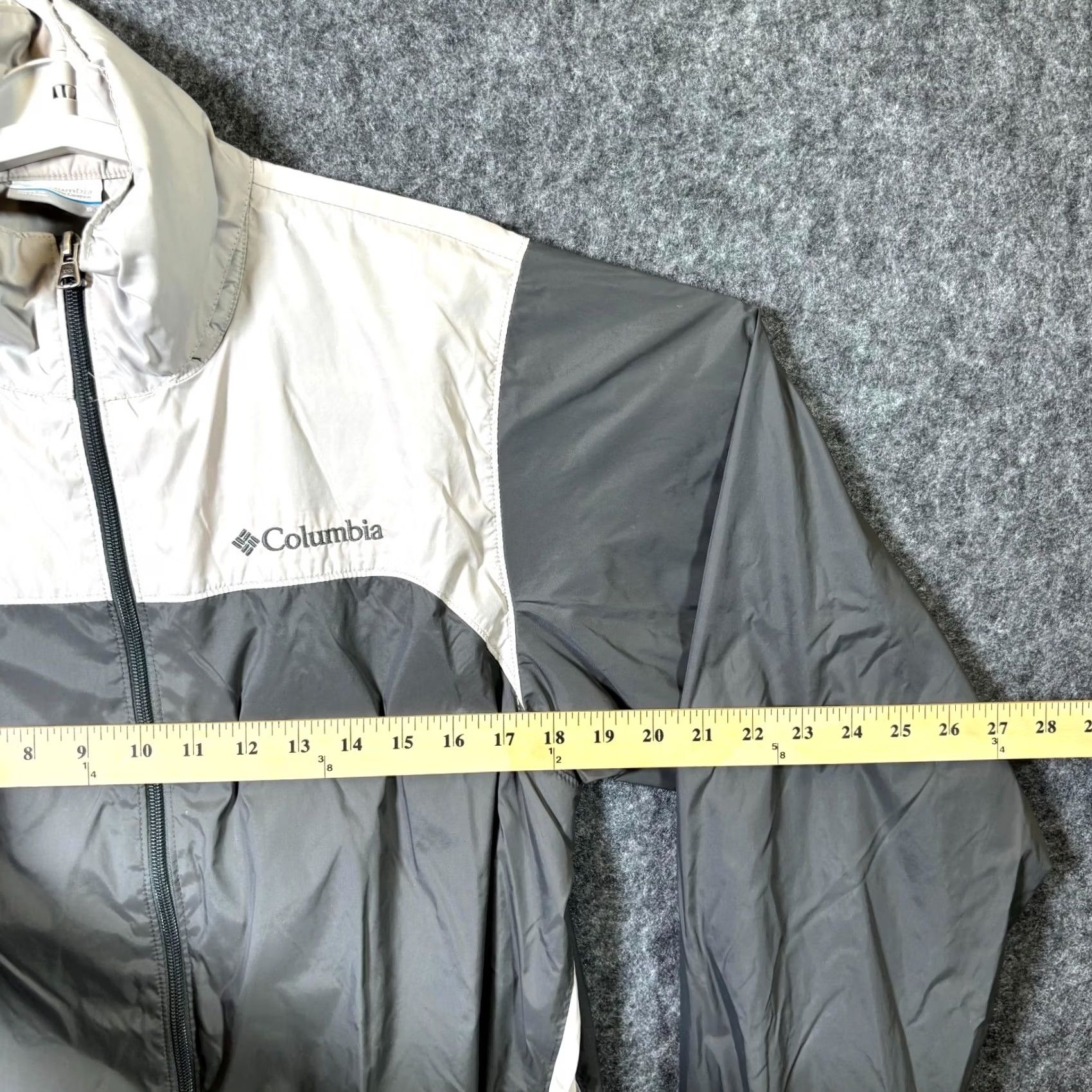 Rains Columbia Rain Jacket Mens Small Gray Beige Colorblock Full Zip Hiking Jacket Size US S / EU 44-46 / 1 - 4 Thumbnail