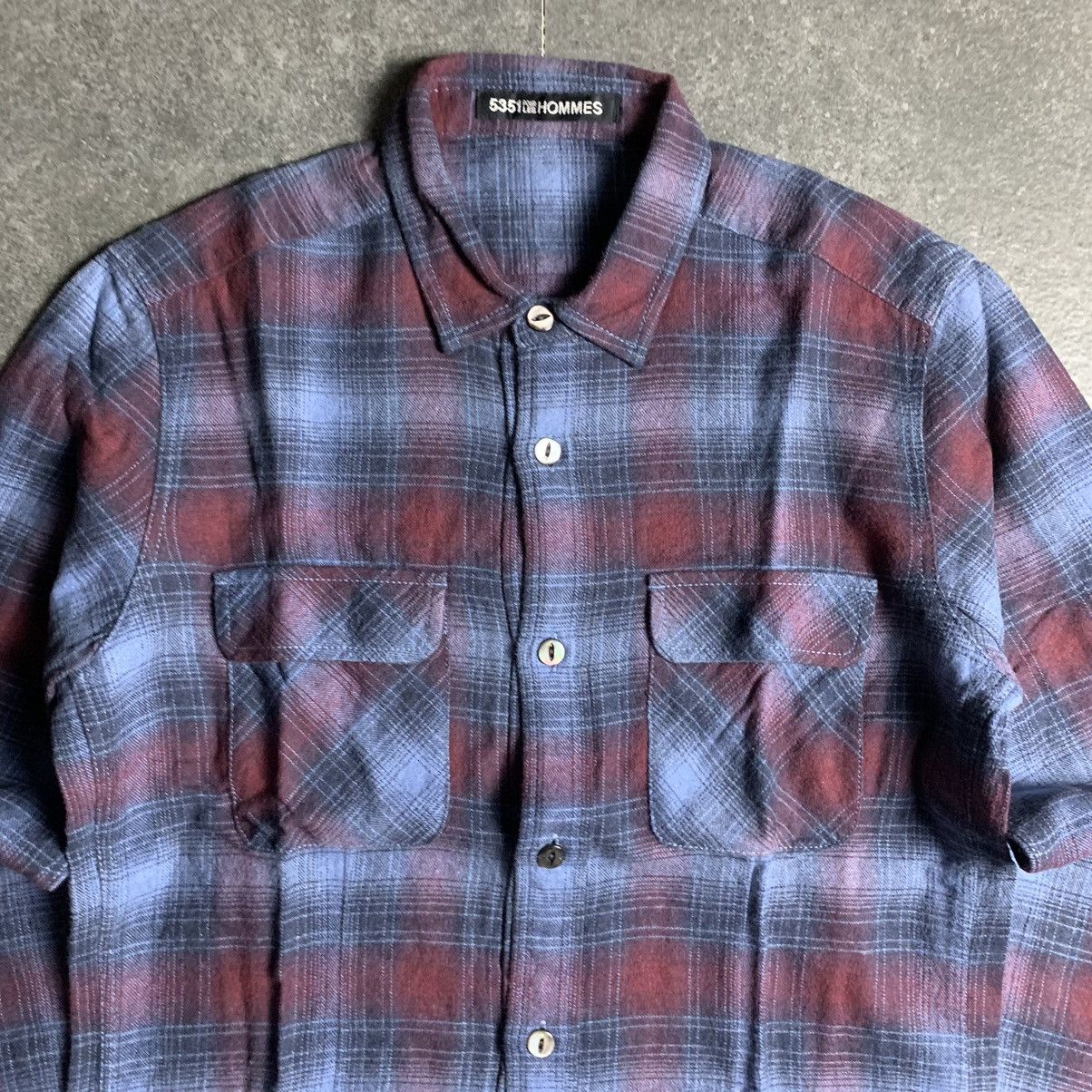 5351 POUR LES HOMMES × Japanese Brand 2000s 5351 Pour Les Hommes Shadow Plaid Shirt Size US S / EU 44-46 / 1 - 4 Thumbnail