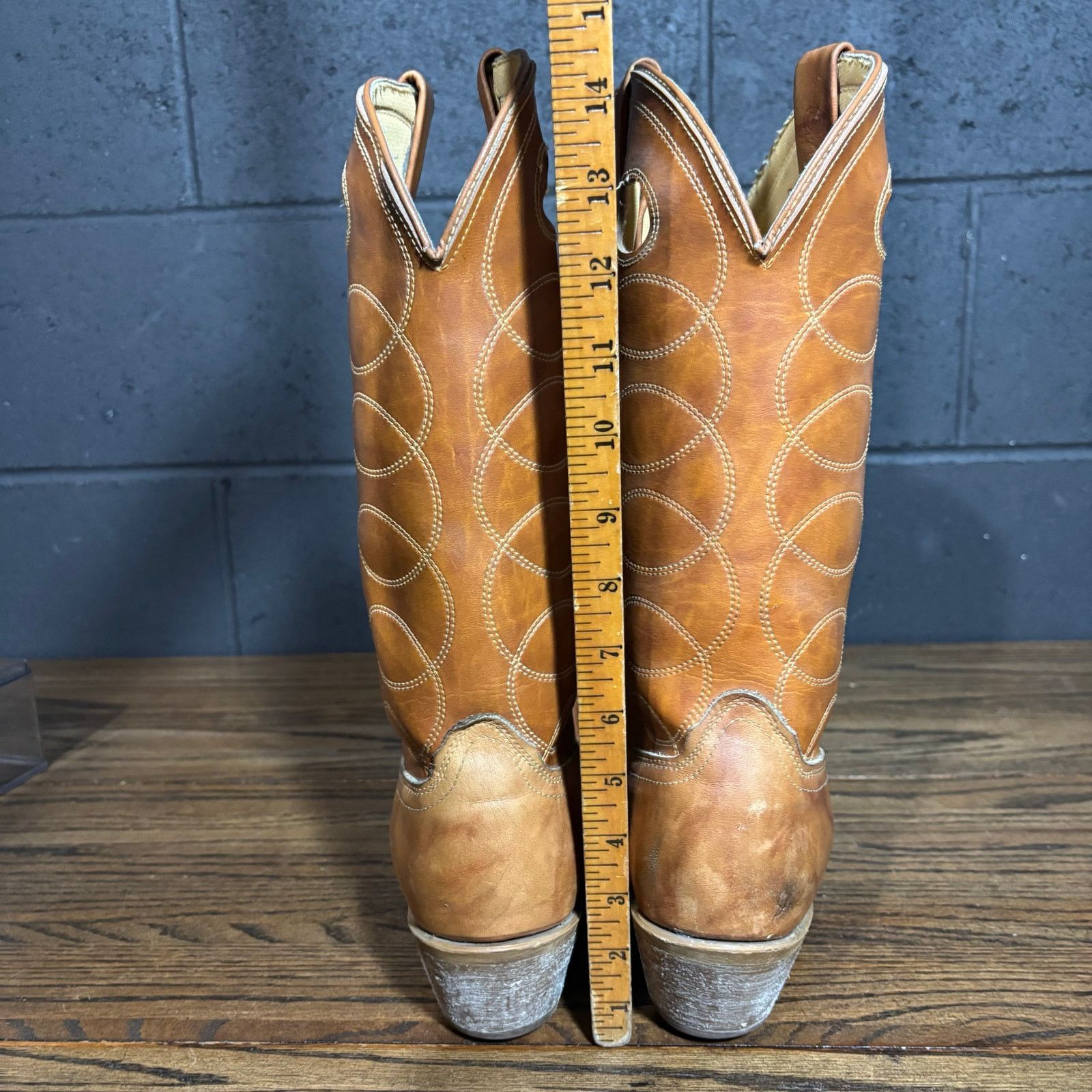 Other Vintage Acme Western Boots 11.5 D Tan Leather USA Buckaroo Size US 11.5 / EU 44-45 - 4 Thumbnail