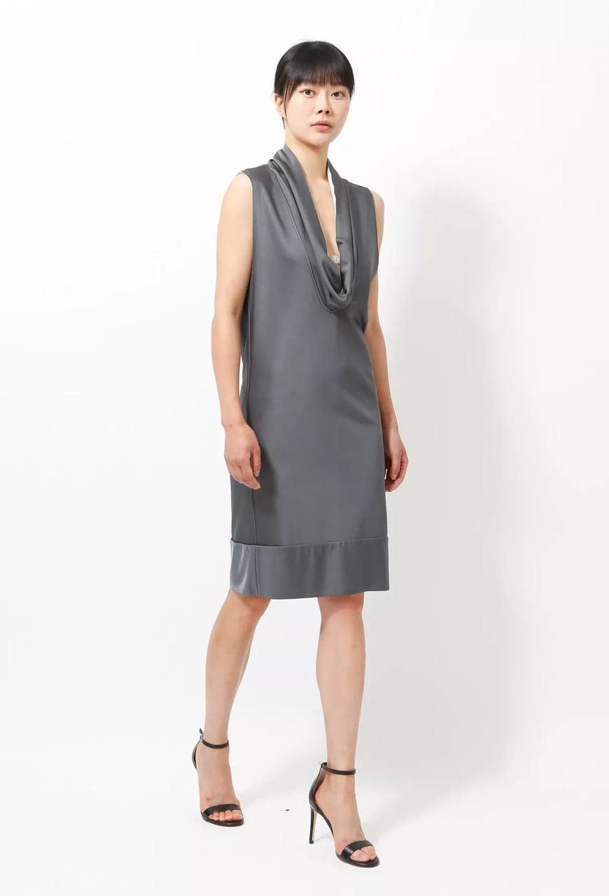 Balenciaga BALENCIAGA COWL NECK ASYMMETRIC SLEEVELESS CHROME GREY DRESS Size M / US 6-8 / IT 42-44 - 2 Thumbnail