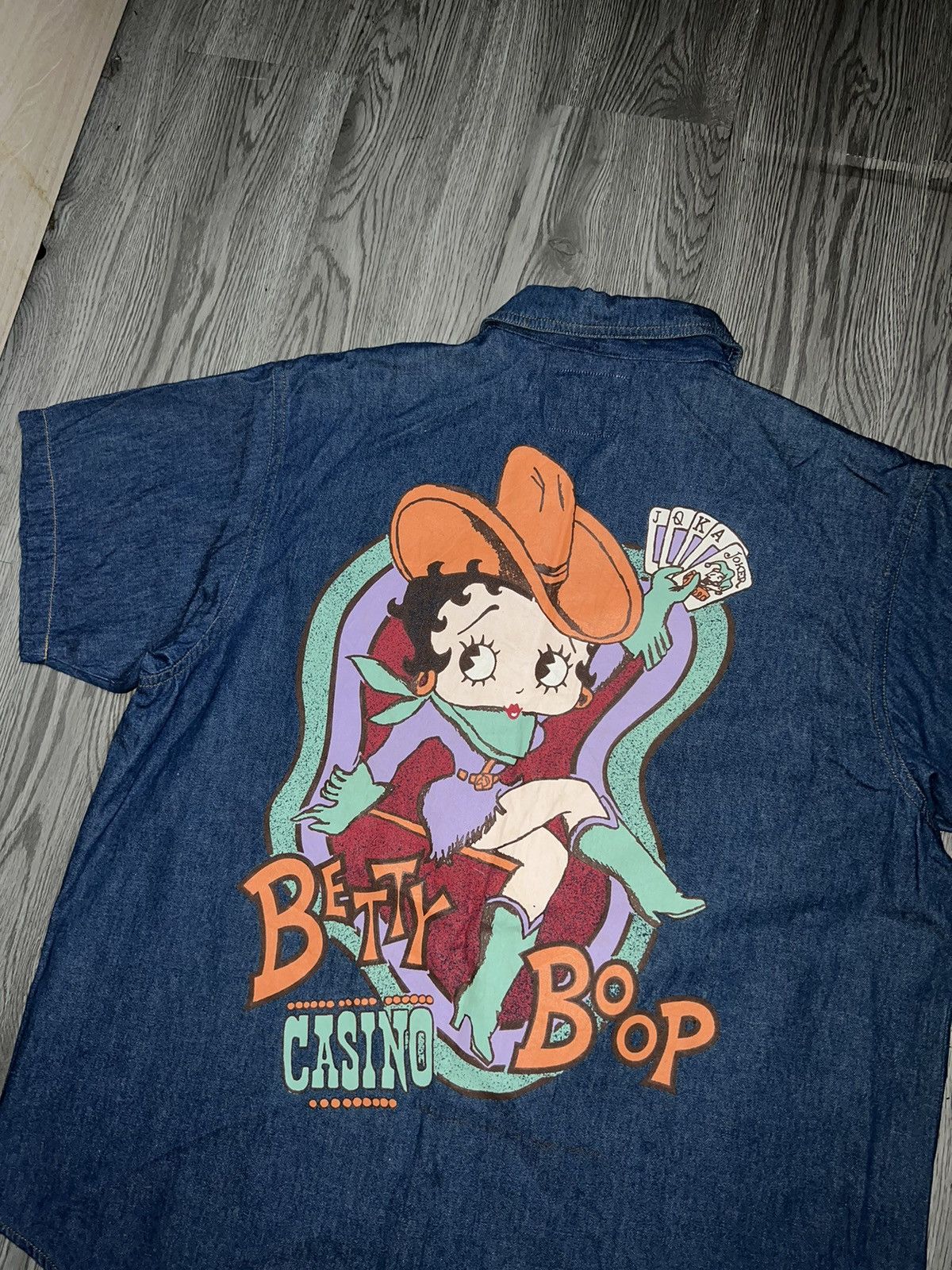 Cartoon Network Betty Boop casino denim shirt 🤠 🎰 Size US XXL / EU 58 / 5 - 7 Thumbnail