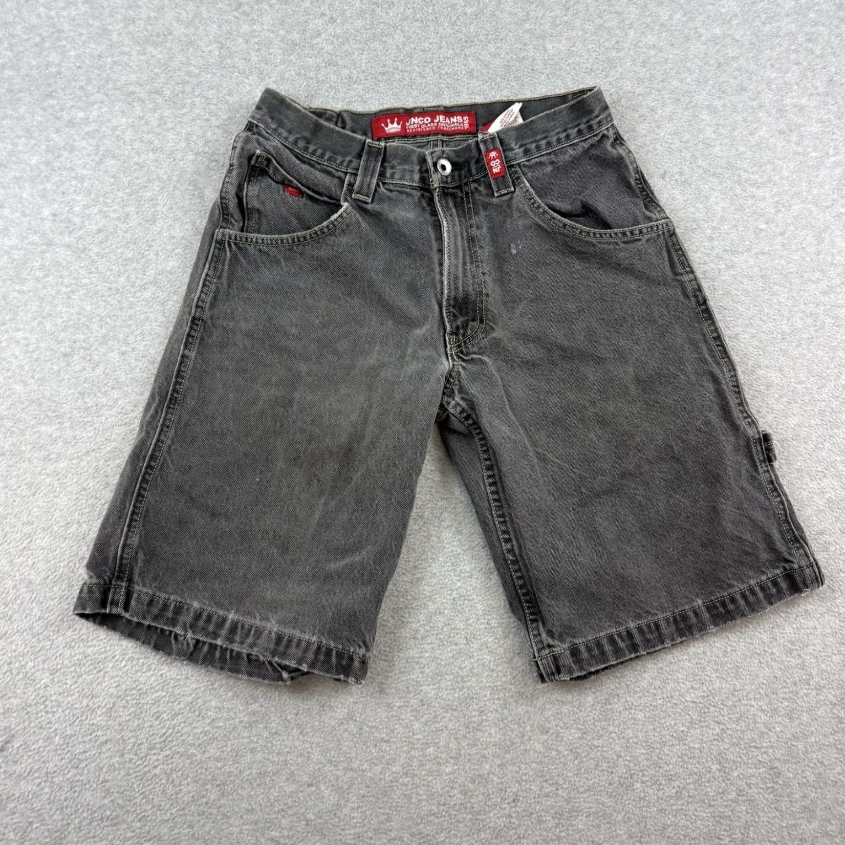 JNCO VINTAGE JNCO DenIM Short Jeans Baggy Wide Leg Gray Carpenter Bulldog 90s Grunge Mens 30 Black Denim 5-Pocket Baggy Style Size US 30 / EU 46 - 4 Thumbnail