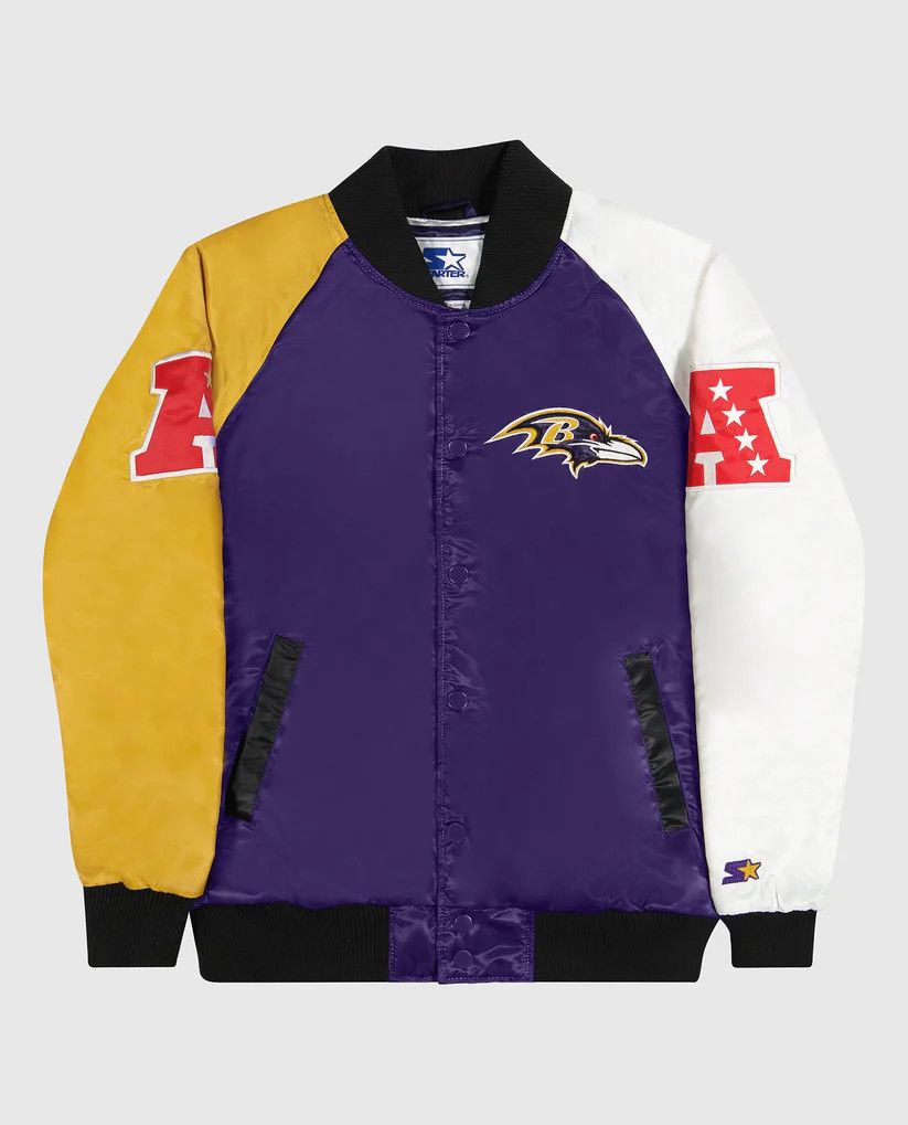 Starter NFL Baltimore Ravens Varsity Satin Full-Snap Jacket Size US XXL / EU 58 / 5 - 1 Thumbnail