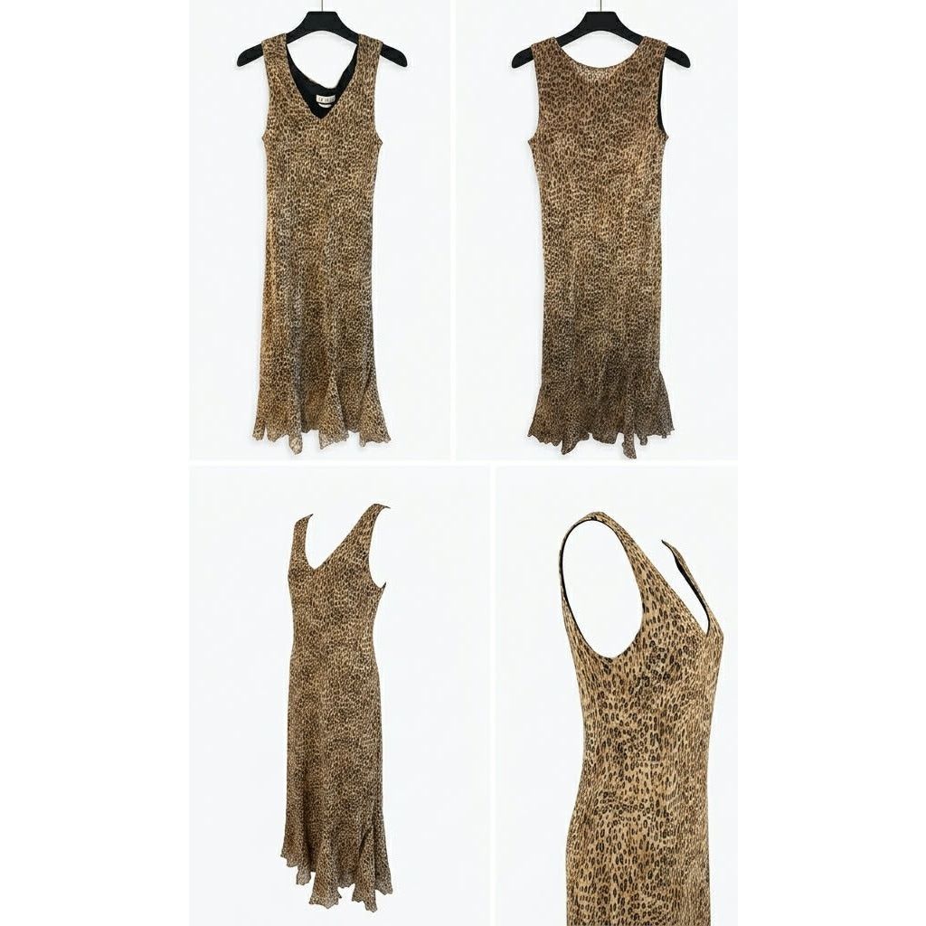 Other VINTAGE Enfocus Studio Leopard Dress Sleeveless Ruffle Small Size S / US 4 / IT 40 - 6 Thumbnail