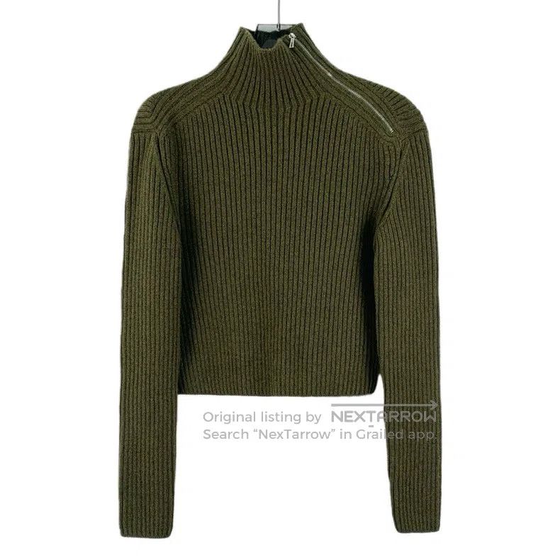 Hermes Hermes Military Green Wool High Neck Side Zip Long Sleeve Size XXS / US 00 / IT 34 - 1 Thumbnail