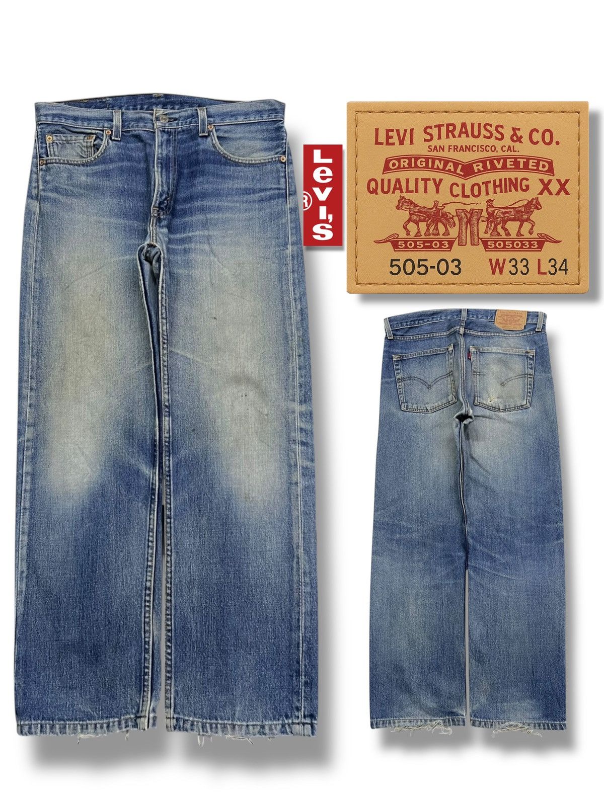 Levi's Loose Vintage 00s Levi’s 505-03 Japan - Faded Wash Jeans Size US 33 - 1 Thumbnail