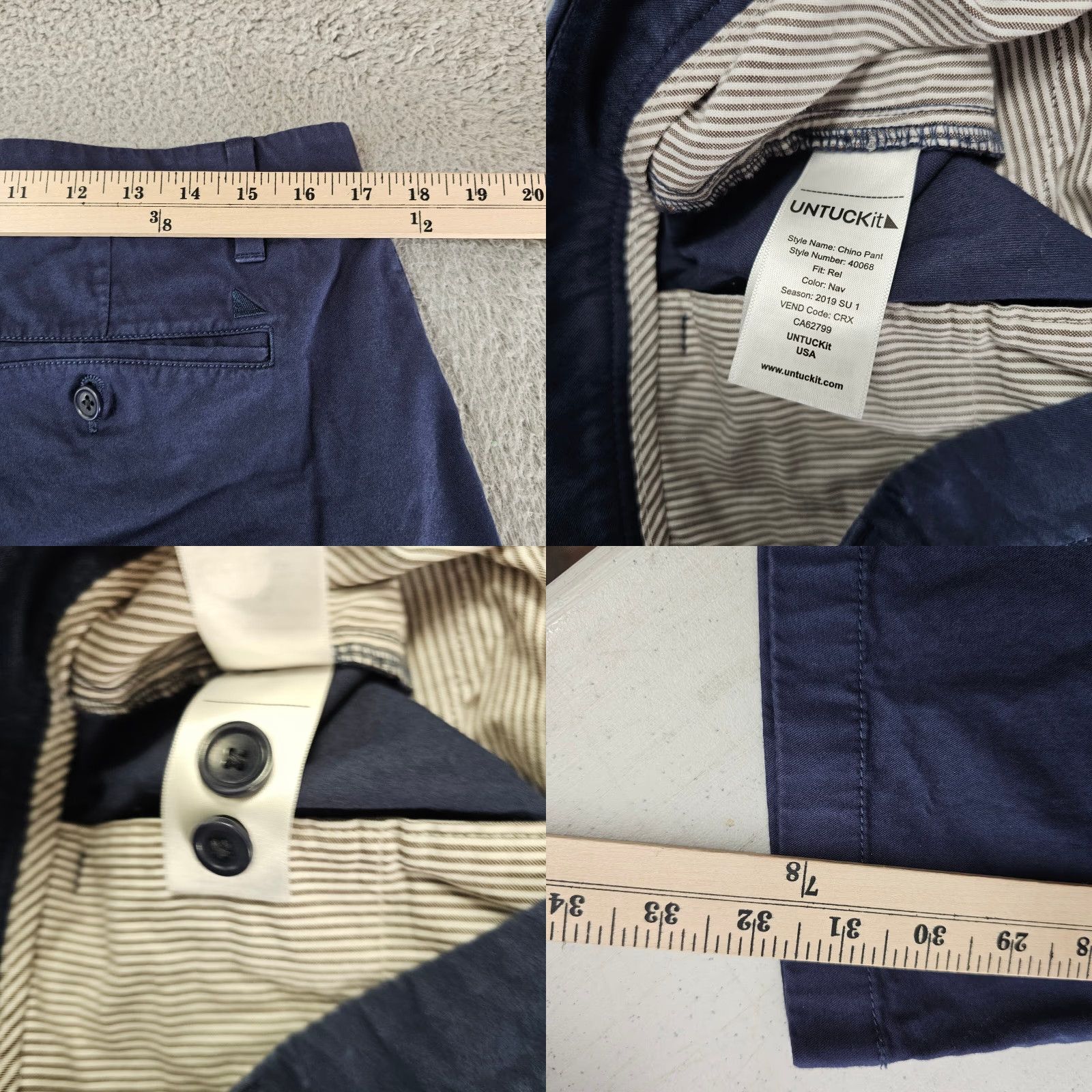 UNTUCKit Untuckit Pants Mens 34x32 Navy Chino Relaxed Fit Twill Cotton Stretch Casual Shirt? Size US 34 / EU 50 - 8 Thumbnail