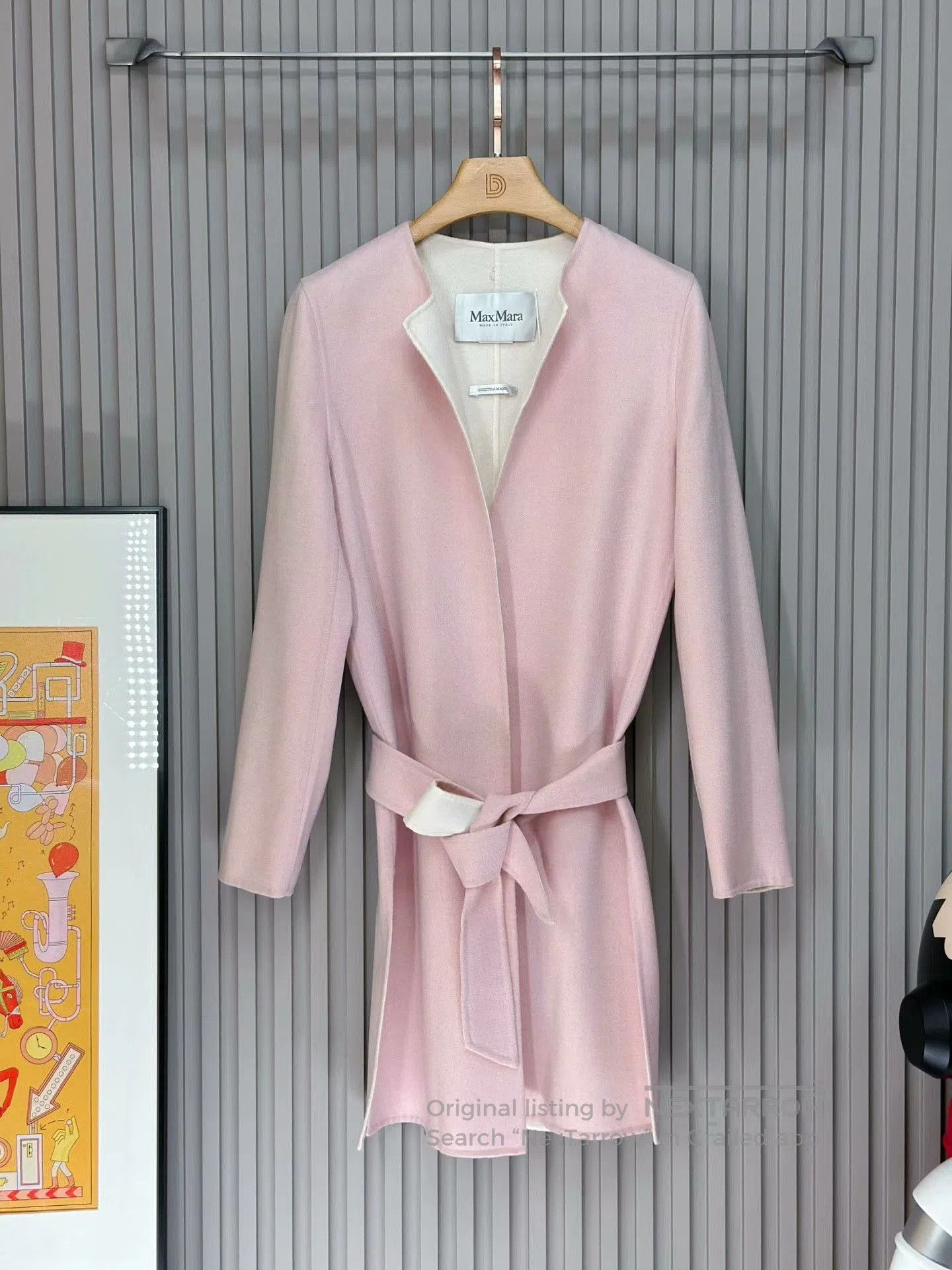 Max Mara MaxMara Pink Wool Coat with Belt. Size S / US 4 / IT 40 - 1 Thumbnail