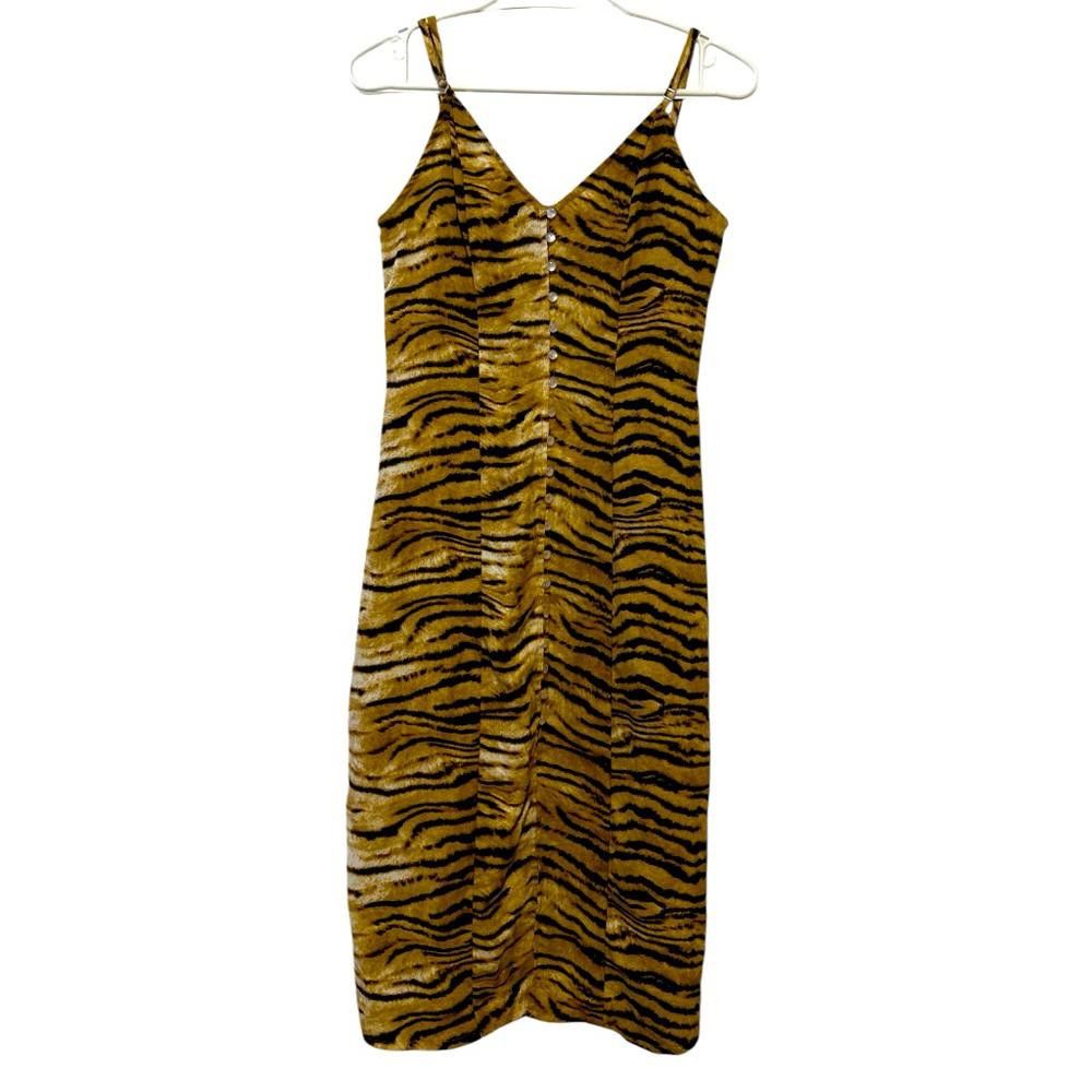 Designer PrettyLittleThing Tiger Print Midi Slip Dress Size S / US 4 / IT 40 - 1 Thumbnail