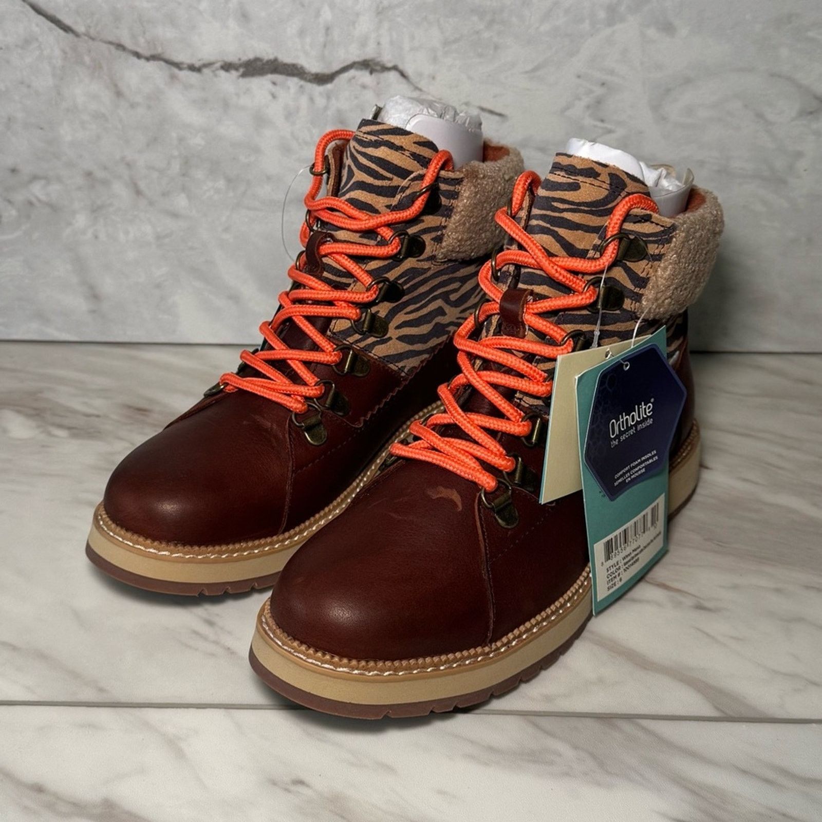 Toms TOMS Mesa Waterproof Boots Brown Leather & Zebra Print 6 Size US 6 / IT 36 - 1 Thumbnail