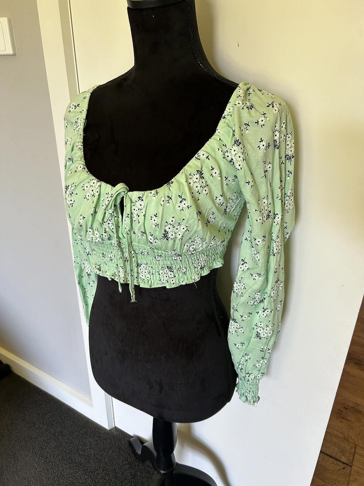 Designer Luck and Trouble Boho Festival top Mint floral - Sz 8 (004) Size S / US 4 / IT 40 - 5 Thumbnail