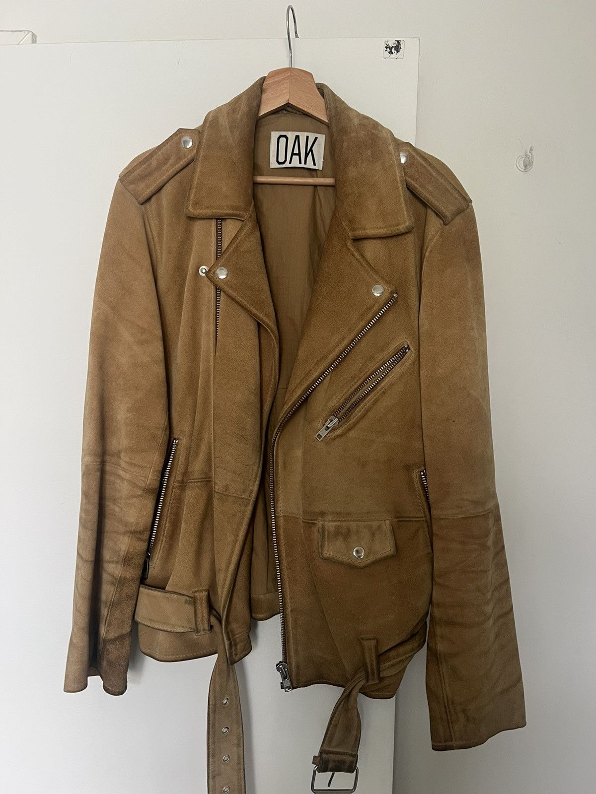 OAK Tan Suede Biker Jacket Size US M / EU 48-50 / 2 - 1 Thumbnail