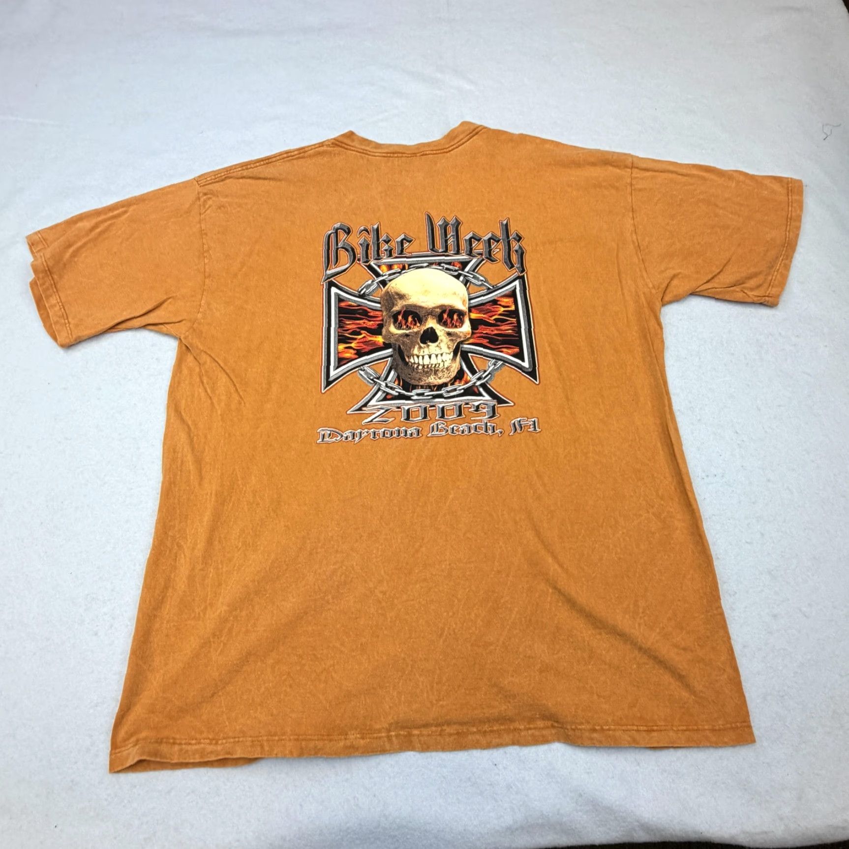 Harley Davidson Harley-Davidson Bike Week Shirt Mens 3XL Orange Skull Daytona Beach 2009 Tee Size US XXL / EU 58 / 5 - 5 Thumbnail